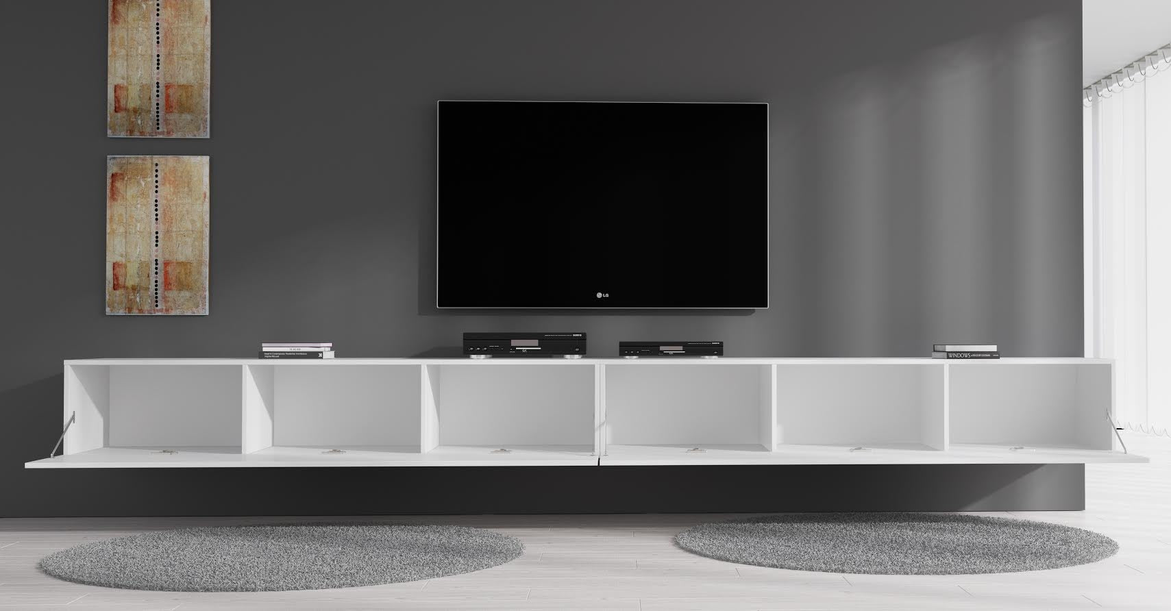 Flame - TV-Meubel - Wit - 320 cm