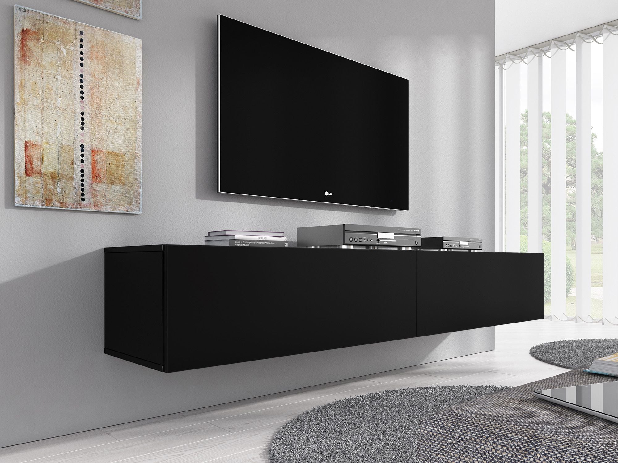 Flame XL - TV-Meubel - Mat zwart  - 180 cm