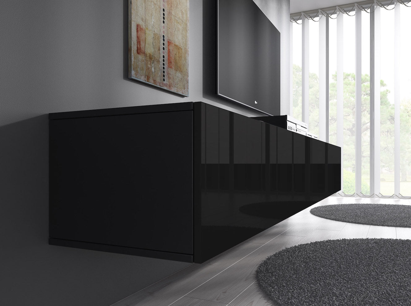 Flame - TV-Meubel - Zwart  - 200 cm