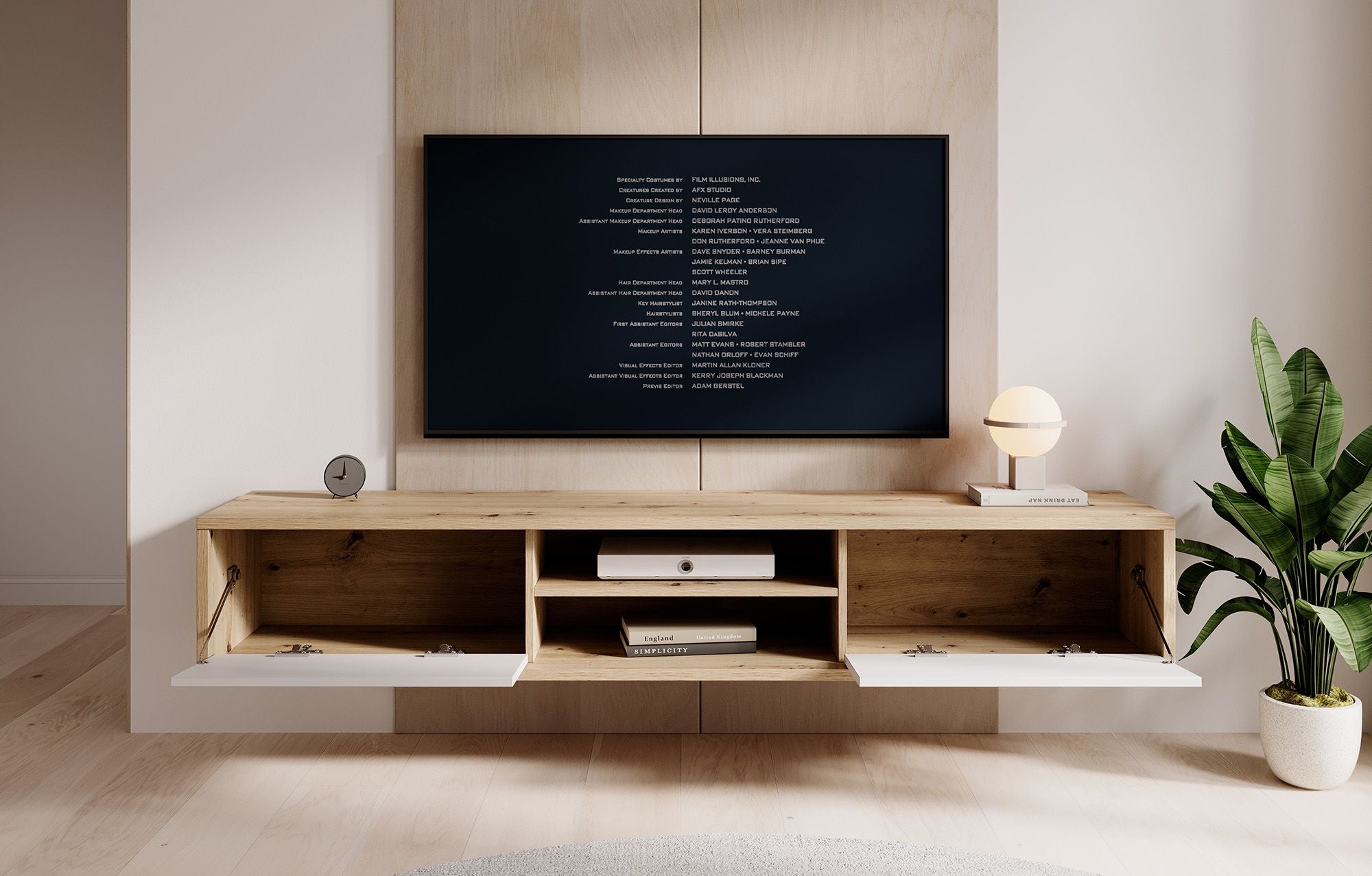 Fortunato - TV-Meubel met 2 deuren - Eiken/wit - 180 cm