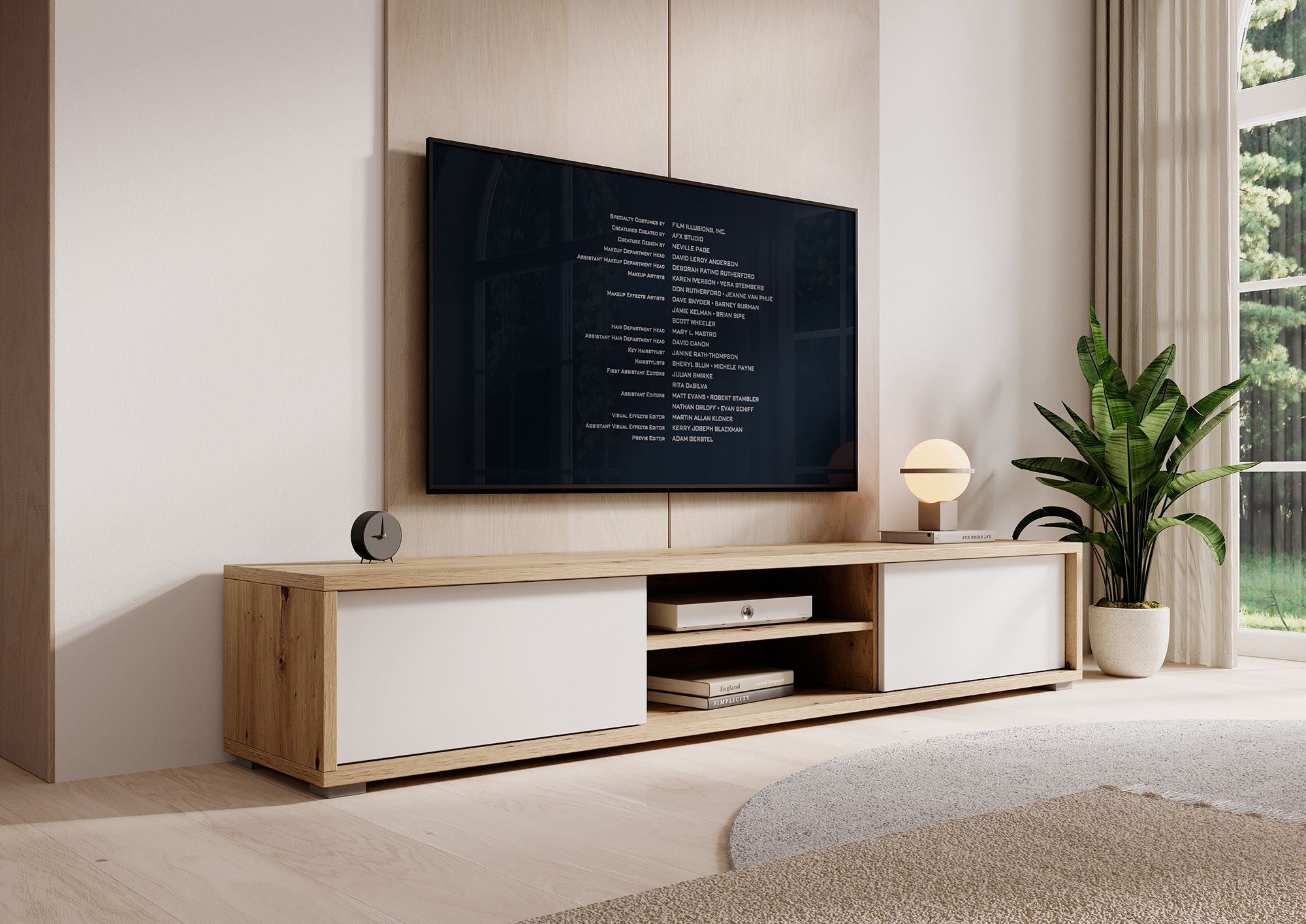 Fortunato - TV-Meubel met 2 deuren - Eiken/wit - 180 cm