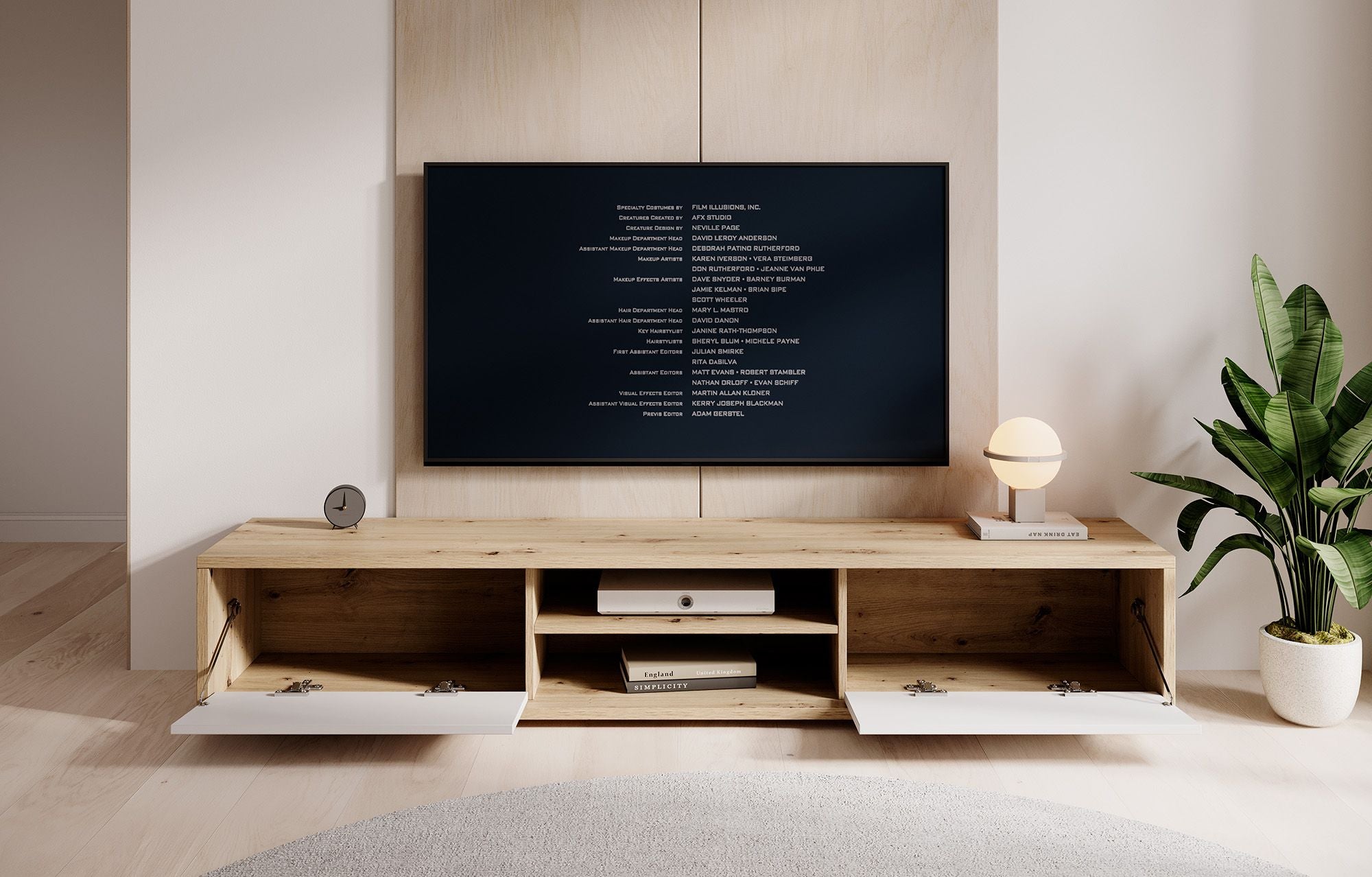 Fortunato - TV-Meubel met 2 deuren - Eiken/wit - 180 cm