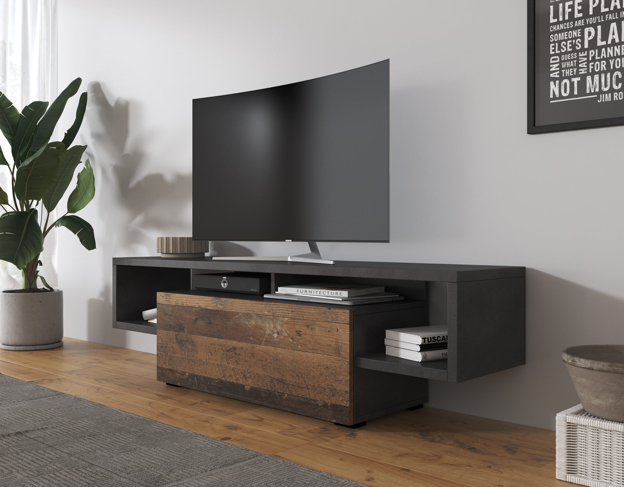 Hertha - TV-Meubel - Antraciet  - 138 cm