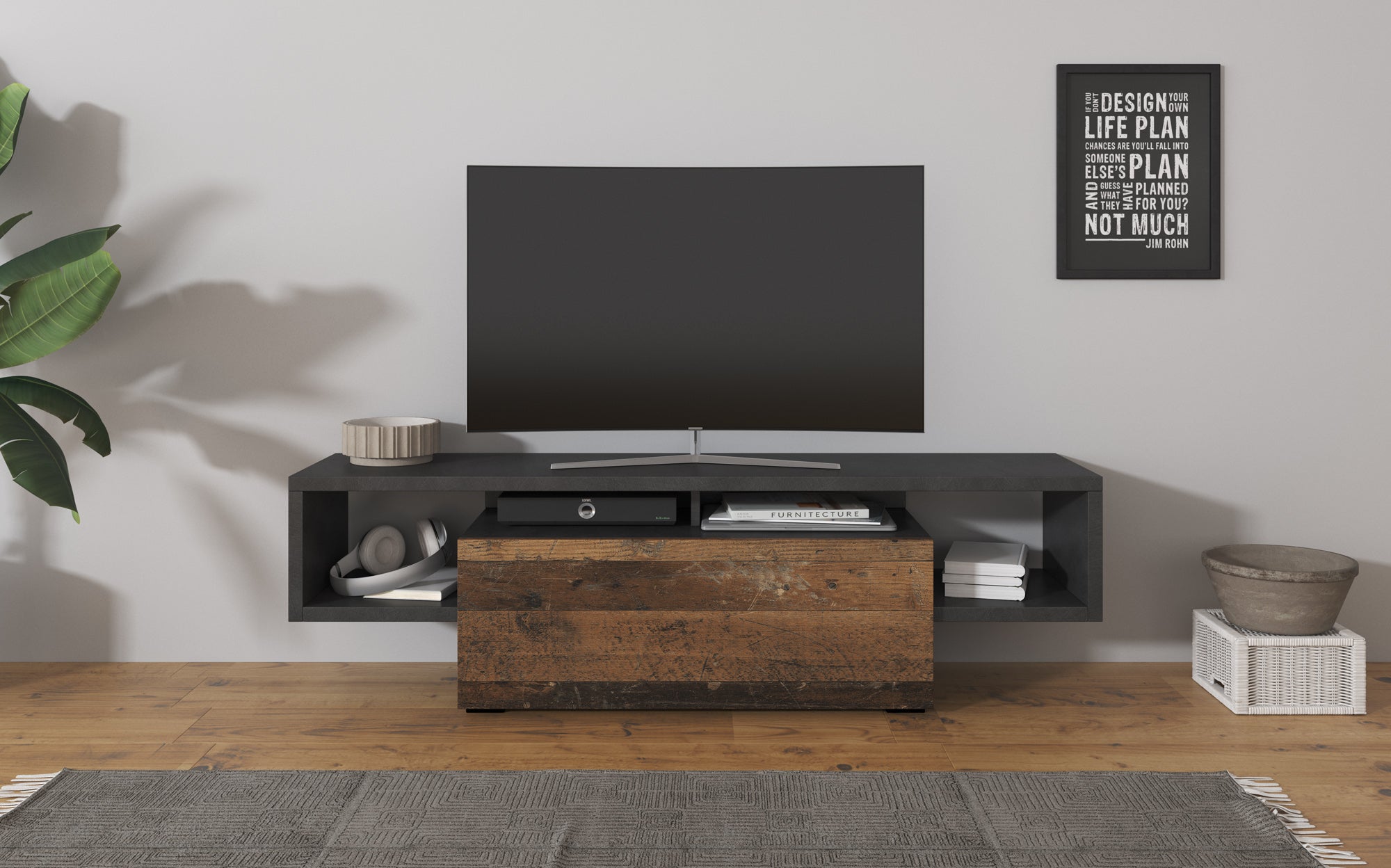 Hertha - TV-Meubel - Antraciet  - 138 cm