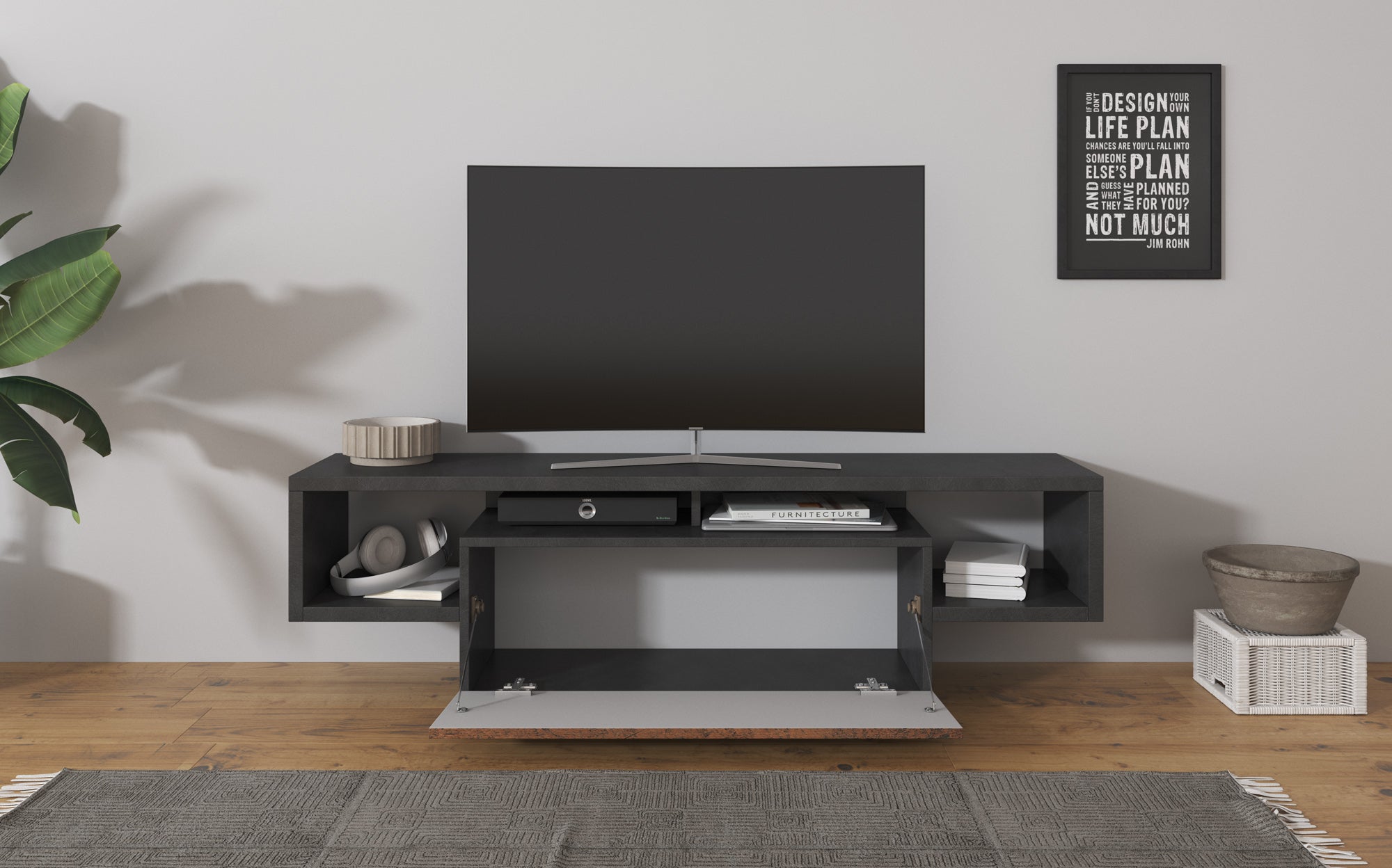 Hertha - TV-Meubel - Antraciet  - 138 cm