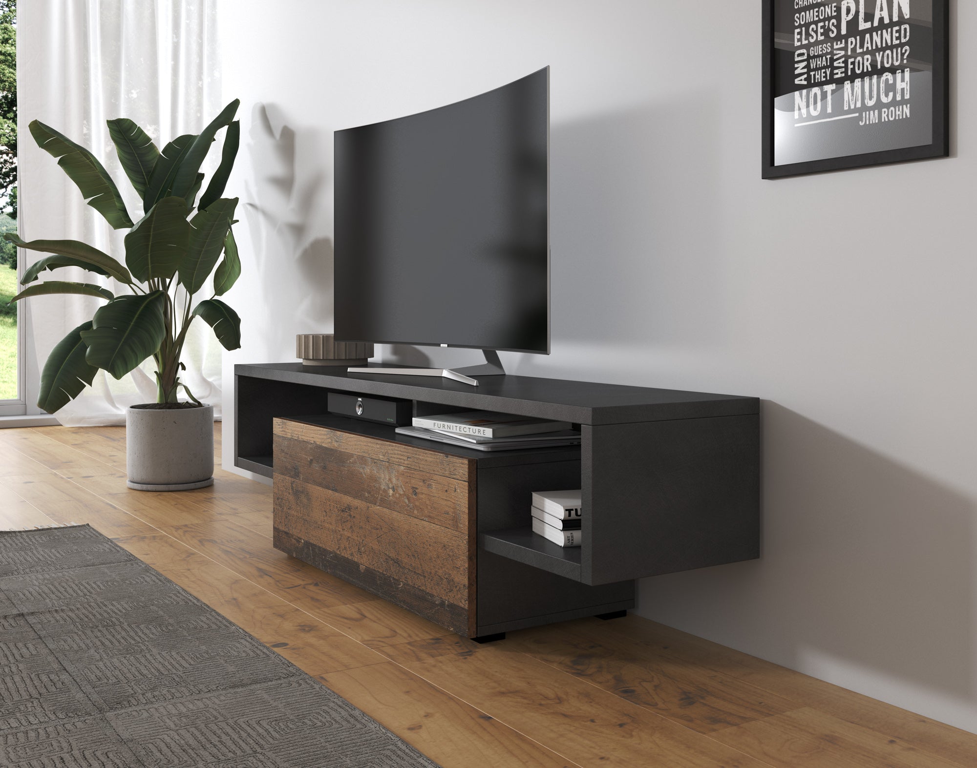 Hertha - TV-Meubel - Antraciet  - 138 cm
