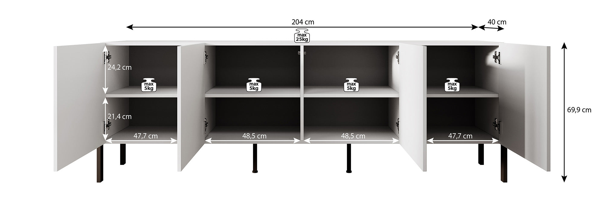 Jordy - TV-Meubel - Beige  - 204 cm