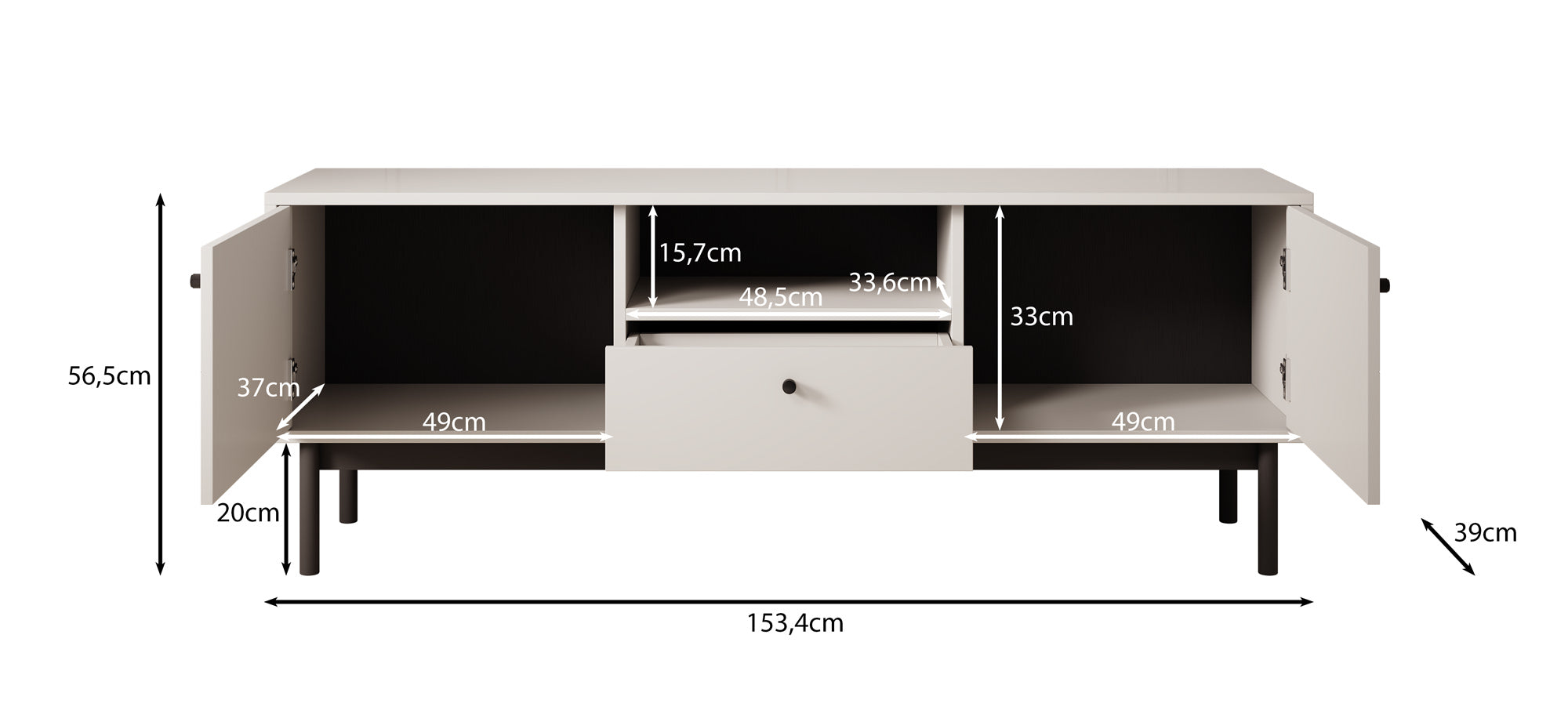 Jules - TV-Meubel - Beige  - 154 cm