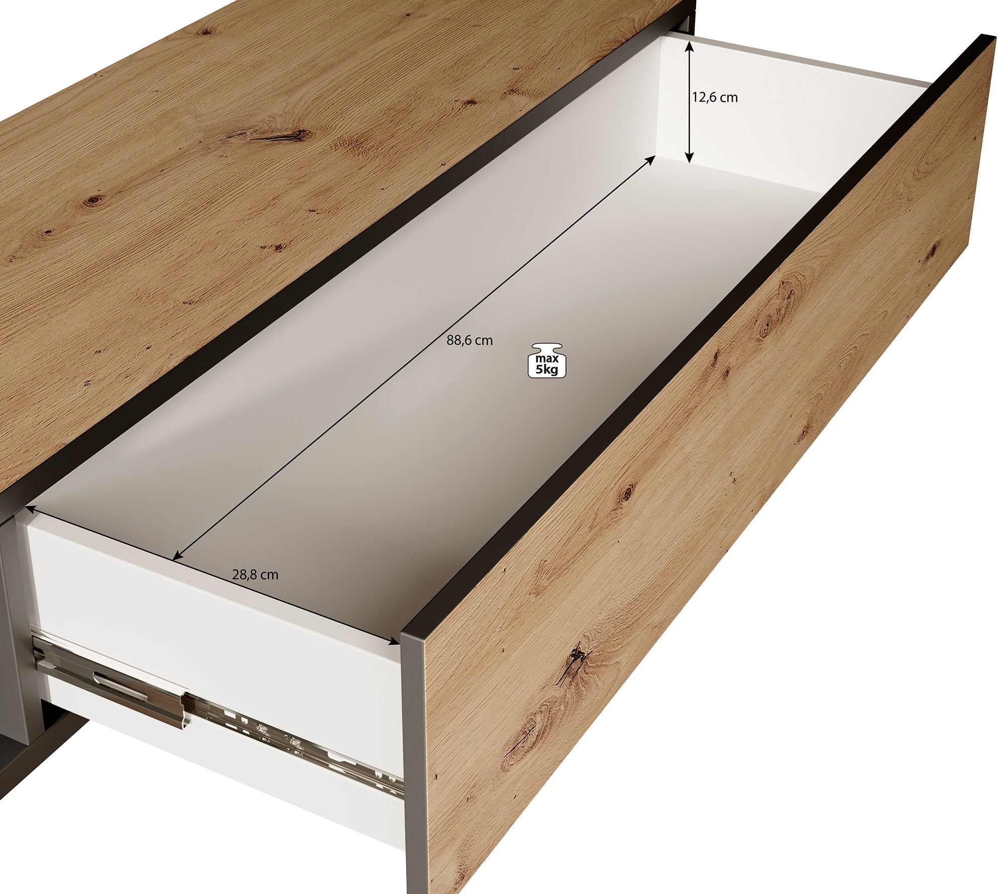 Kandelo - TV-Meubel met 2 deuren - Eiken/zwart - 300 cm