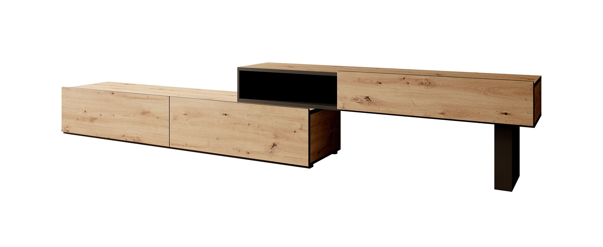 Kandelo - TV-Meubel met 2 deuren - Eiken/zwart - 300 cm