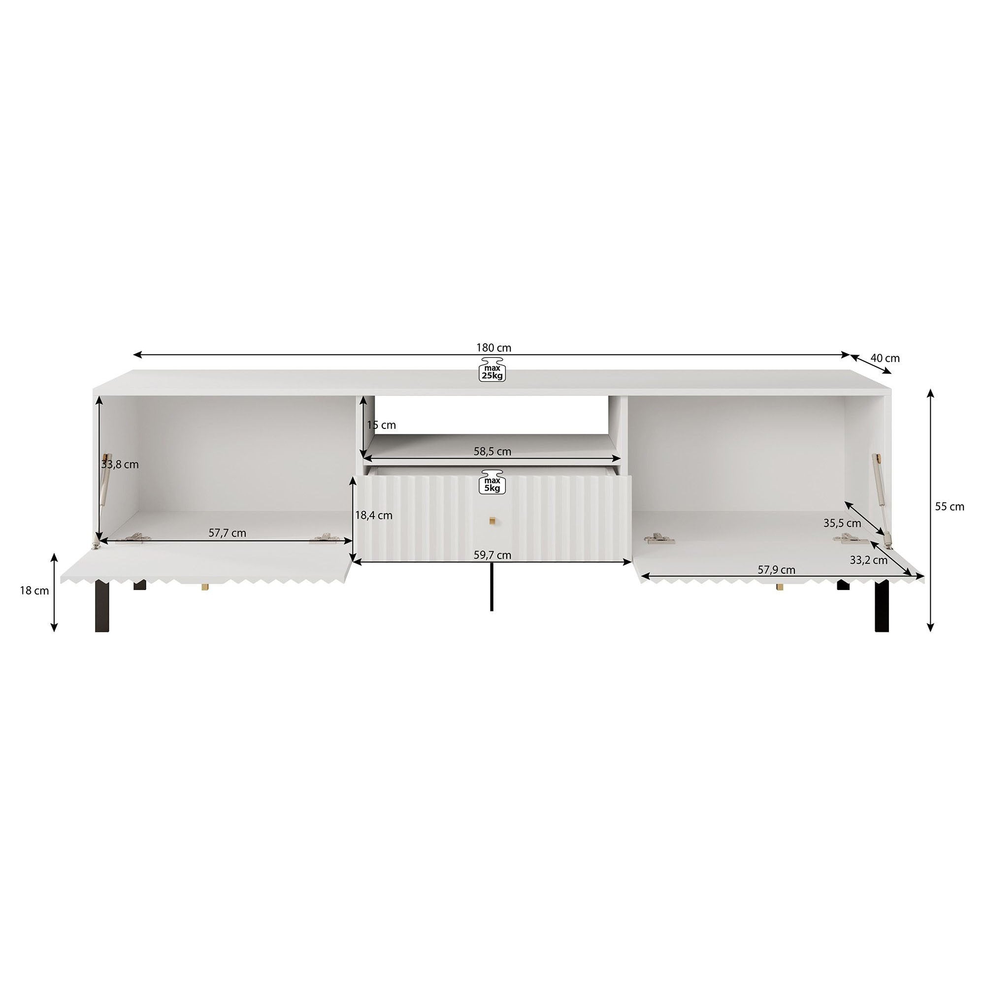 Kaylan - TV-Meubel - Zwart - 180 cm