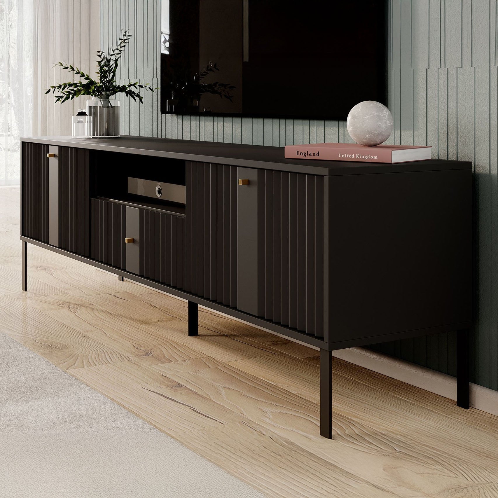 Kaylan - TV-Meubel - Zwart - 180 cm