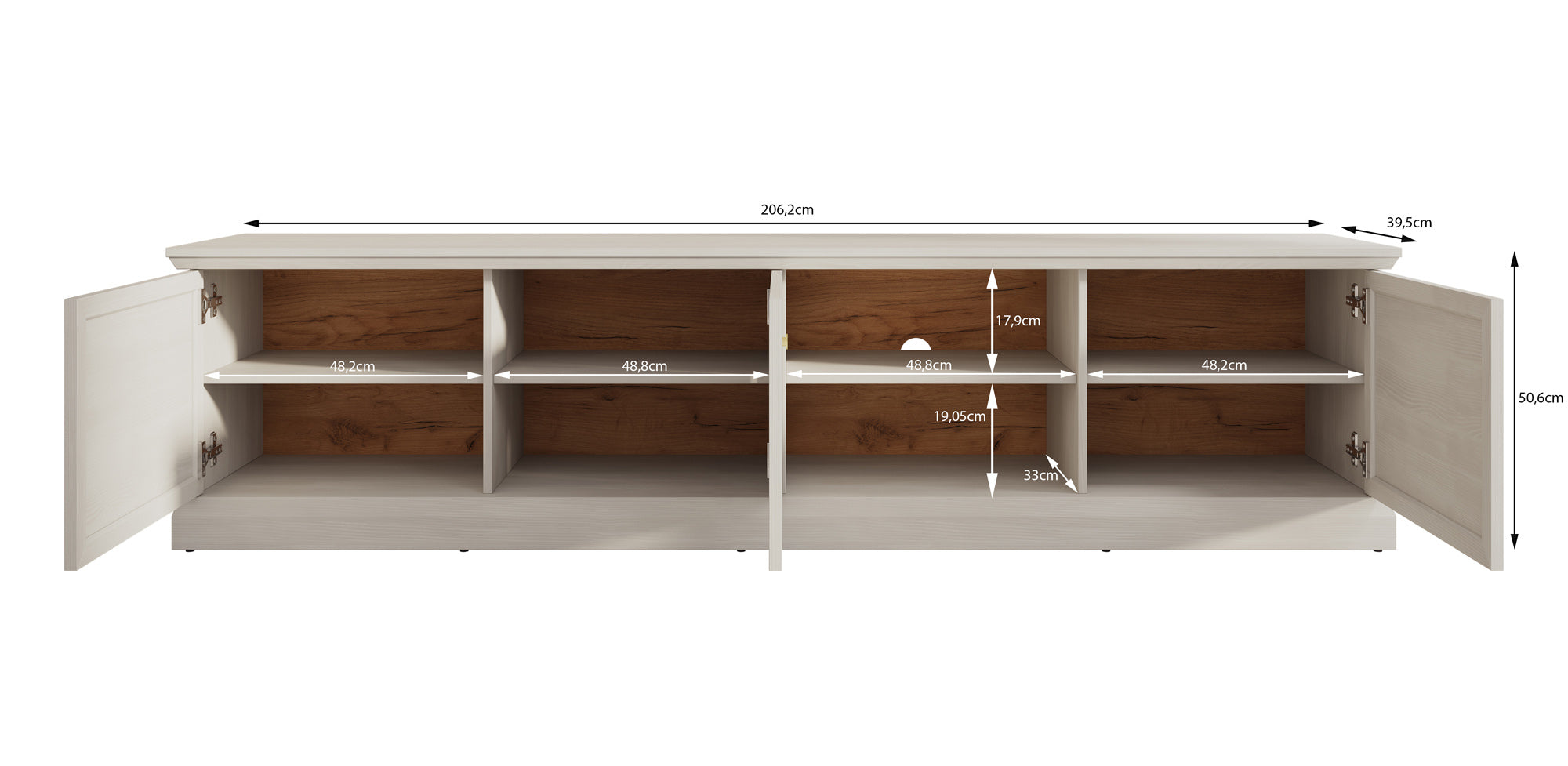 Leroy - TV-Meubel - Zwart eiken - 206 cm