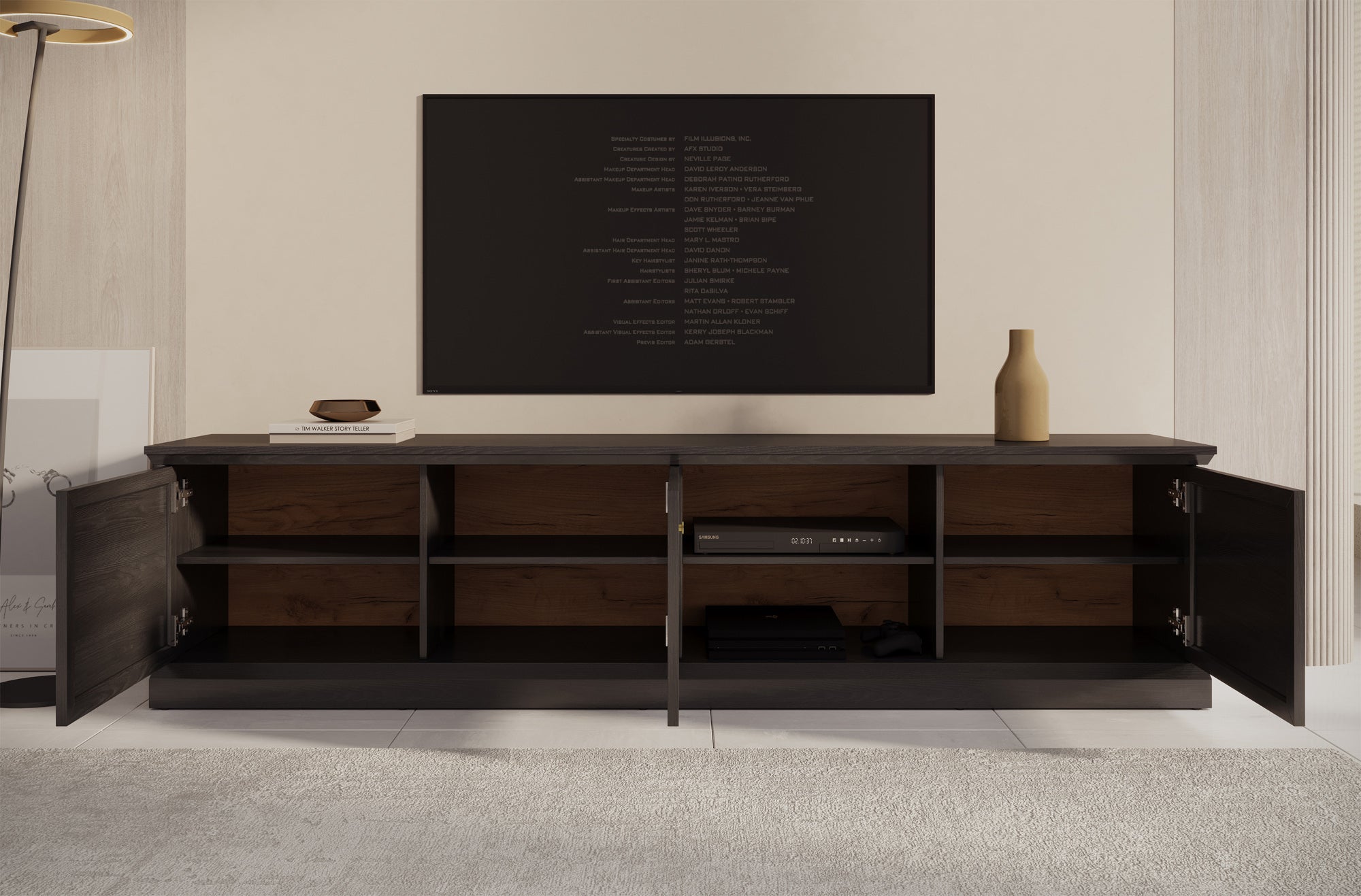 Leroy - TV-Meubel - Zwart eiken - 206 cm