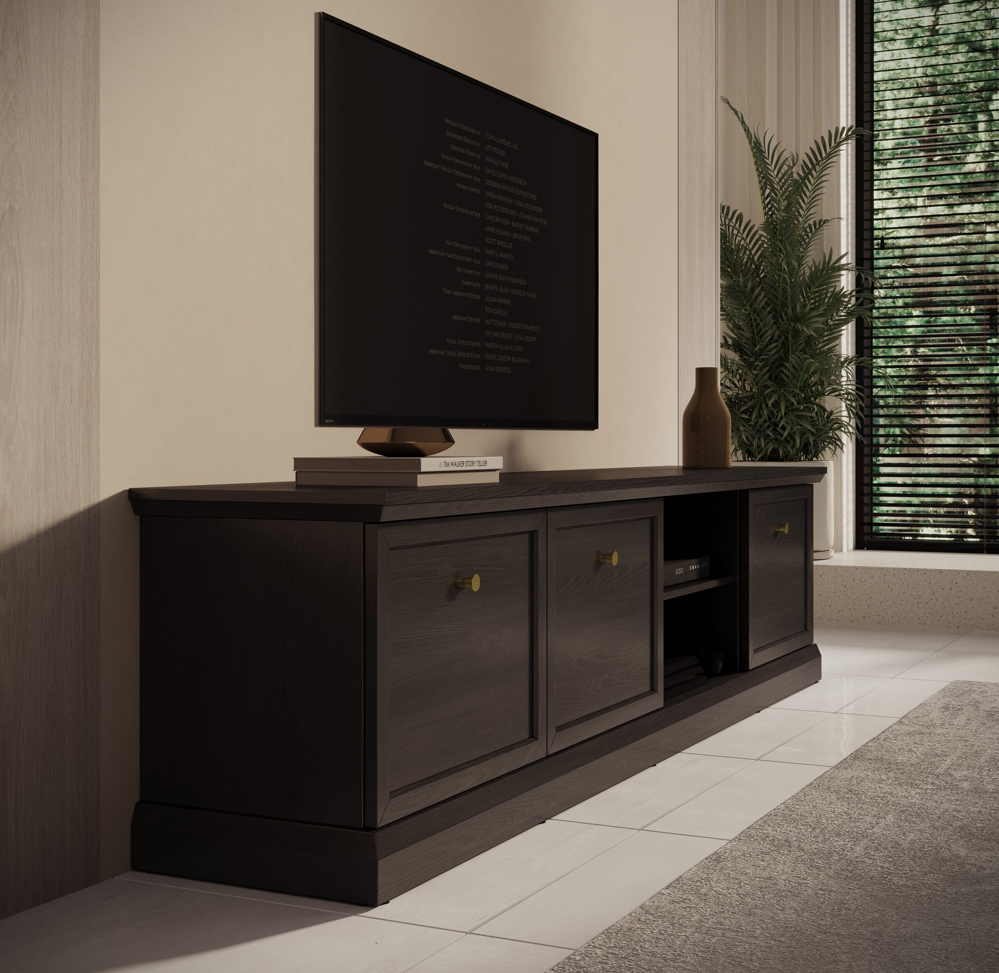 Leroy - TV-Meubel - Zwart eiken - 206 cm