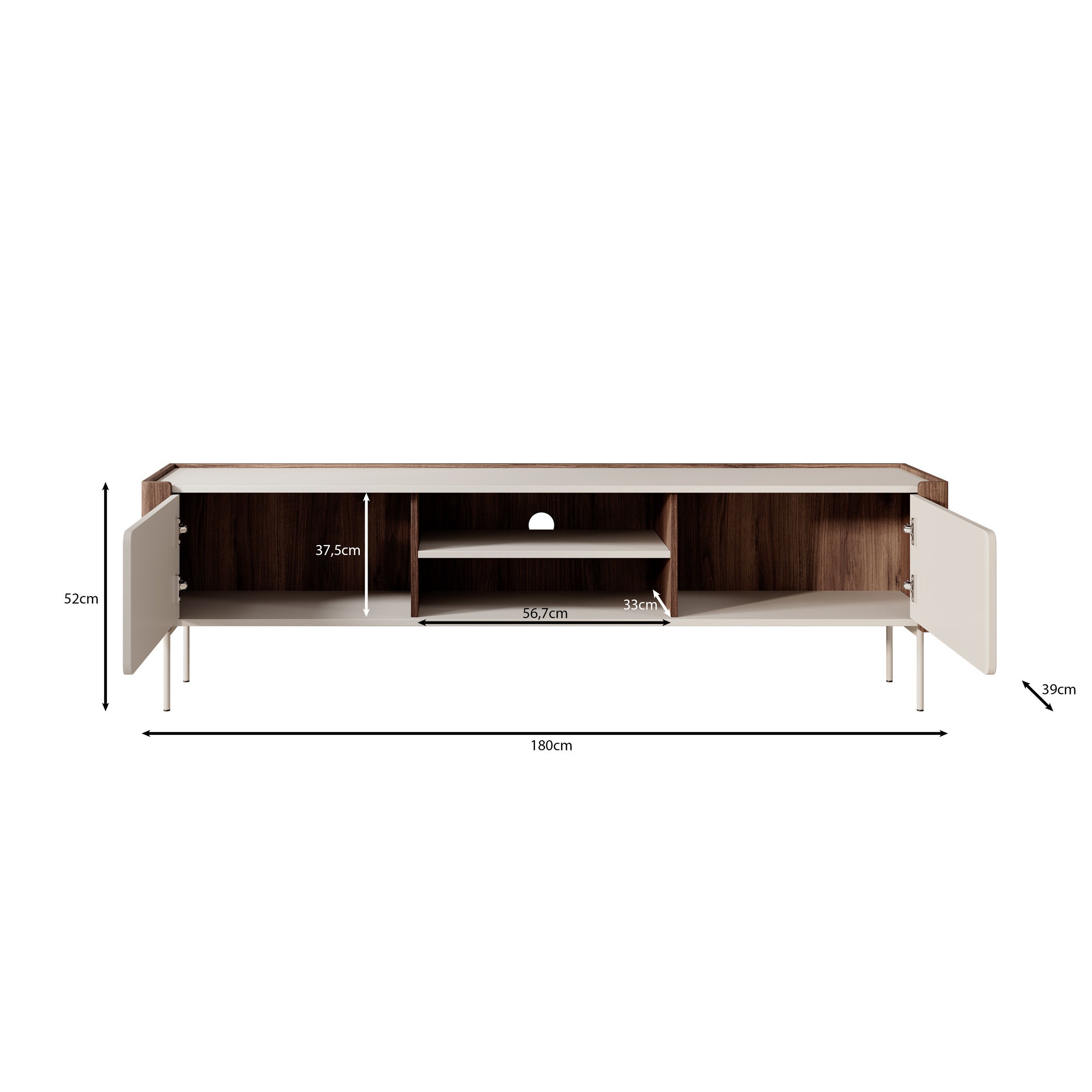 Lux - TV-Meubel - Beige - 180x39x52 cm