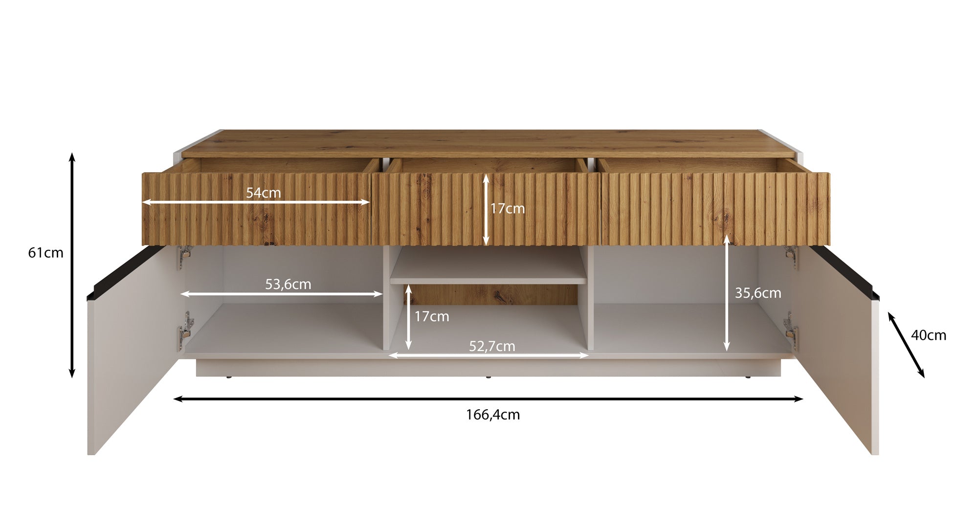 TV-Meubel Madeline - Wit - 166 cm