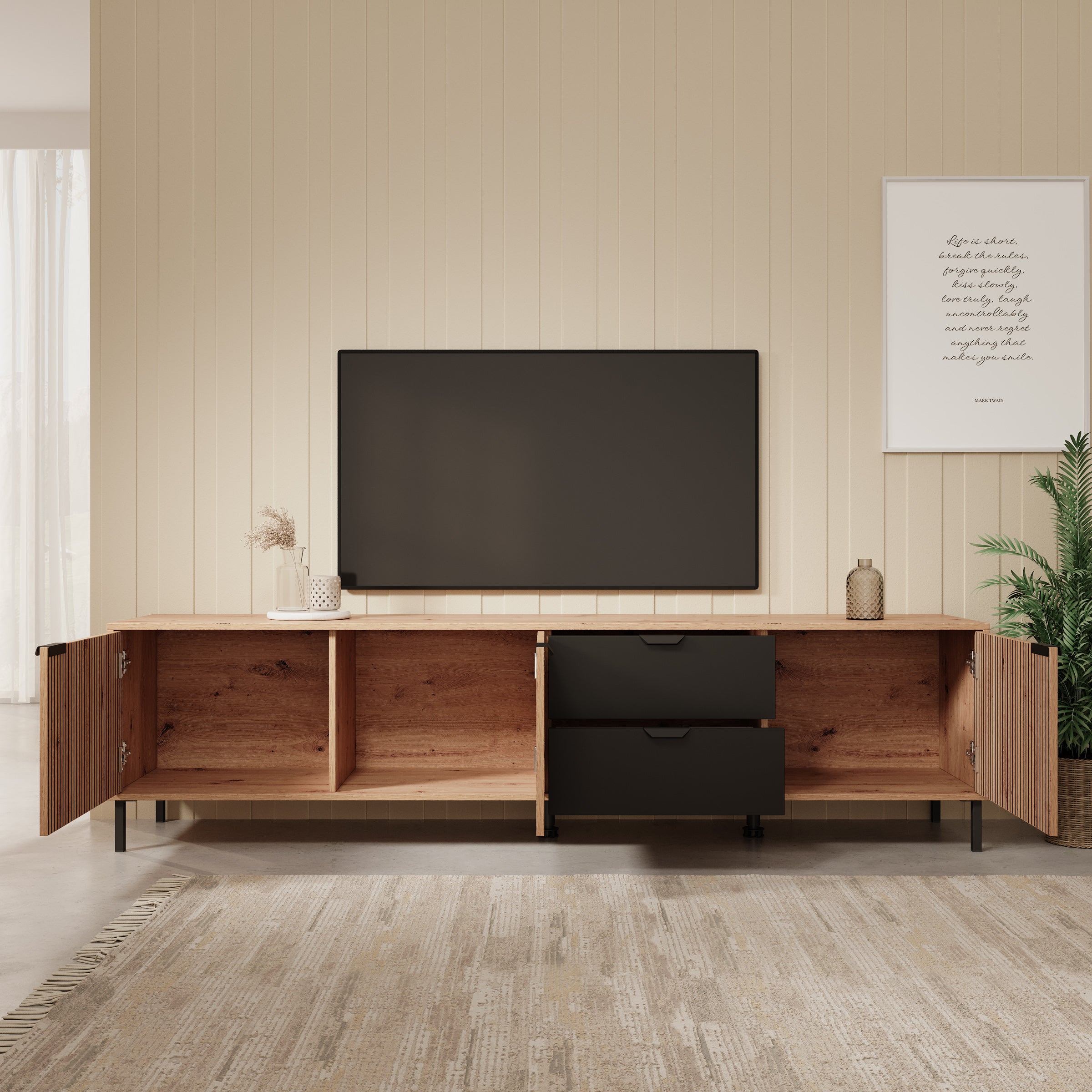 Malaika - TV-Meubel - Eiken - 208 cm