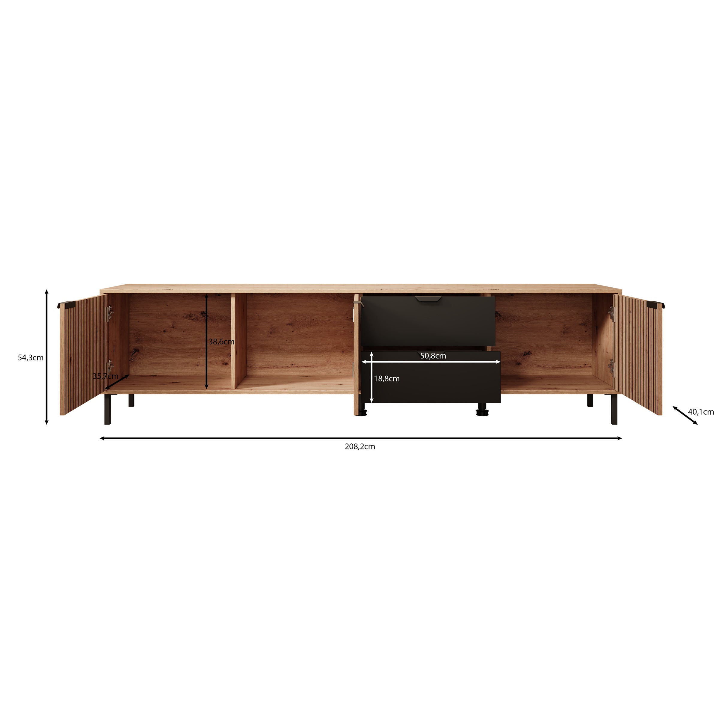 Malaika - TV-Meubel - Eiken - 208 cm