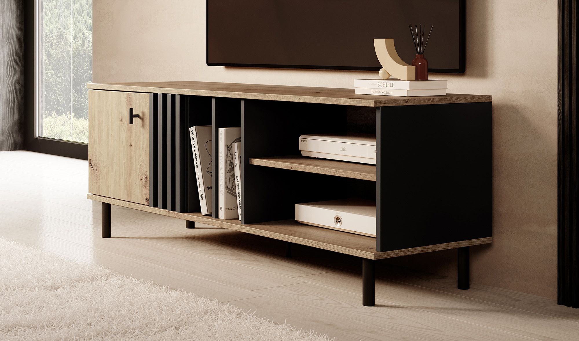 Marcos - TV-Meubel - Eiken/antraciet - 138 cm