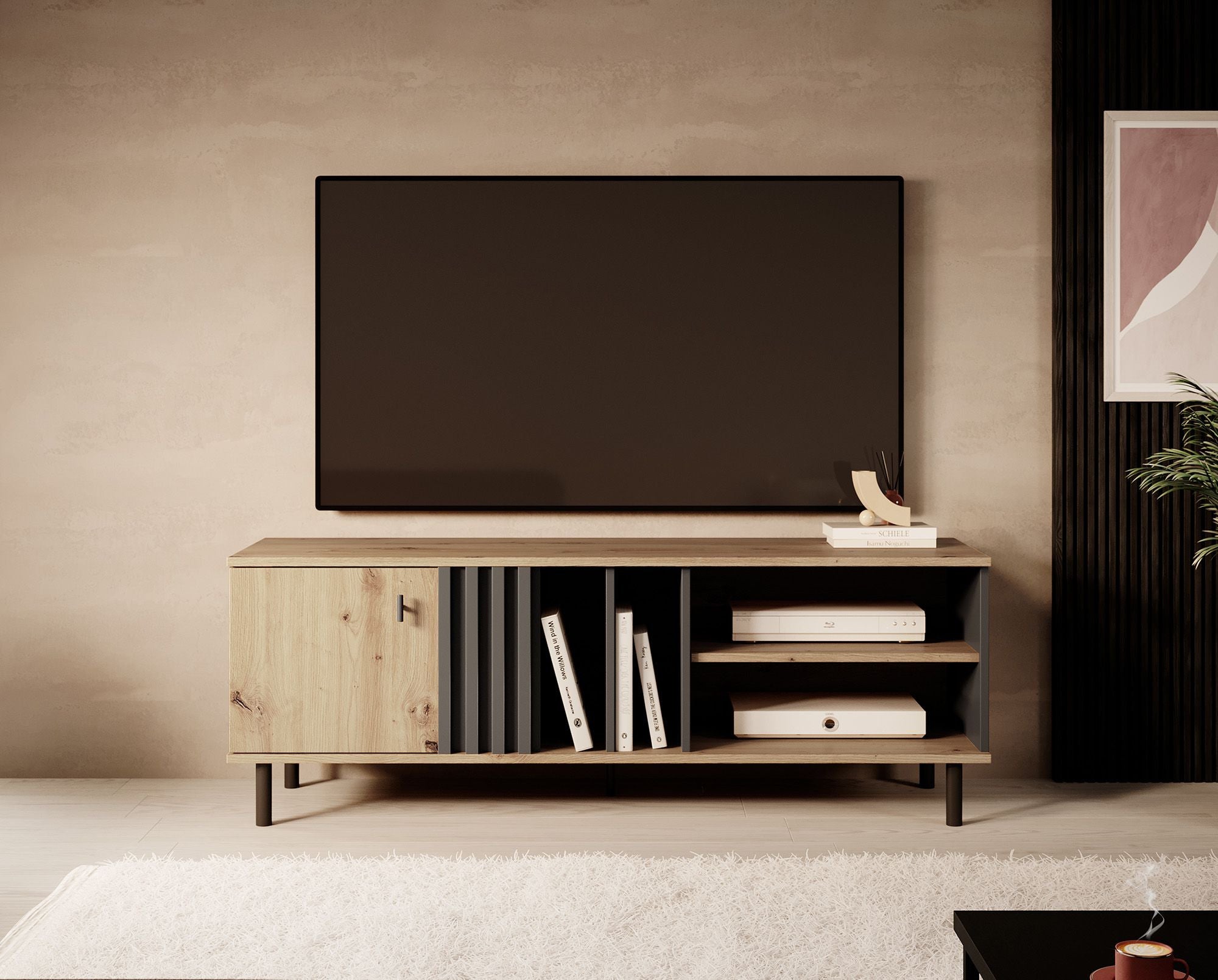 Marcos - TV-Meubel - Eiken/antraciet - 138 cm