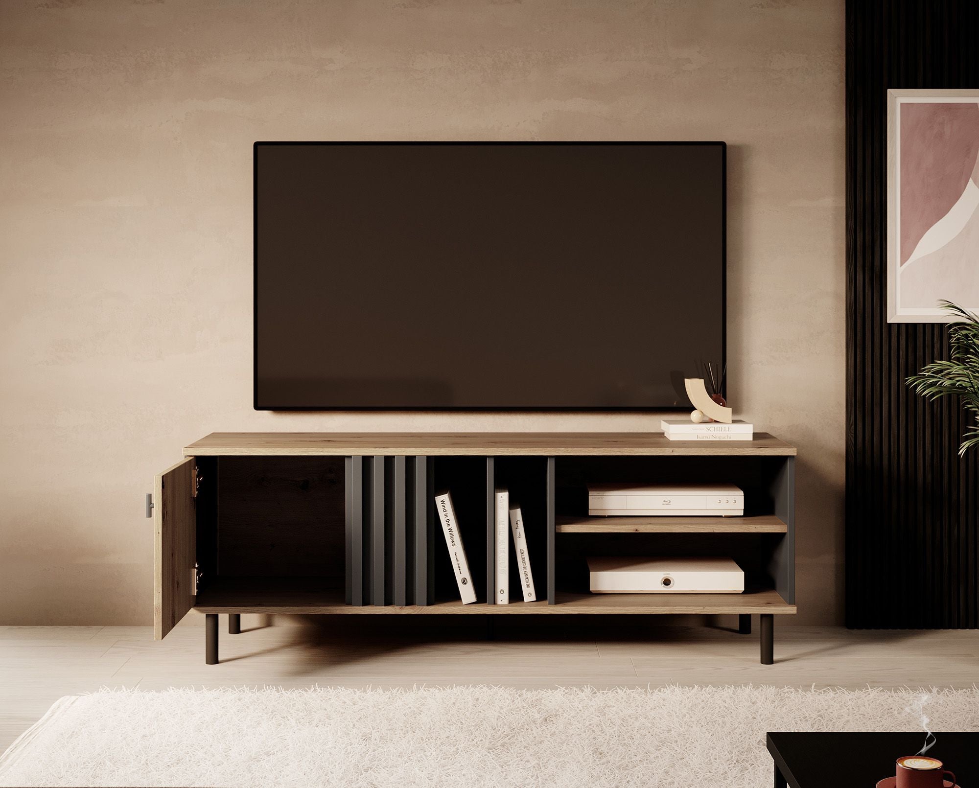 Marcos - TV-Meubel - Eiken/antraciet - 138 cm
