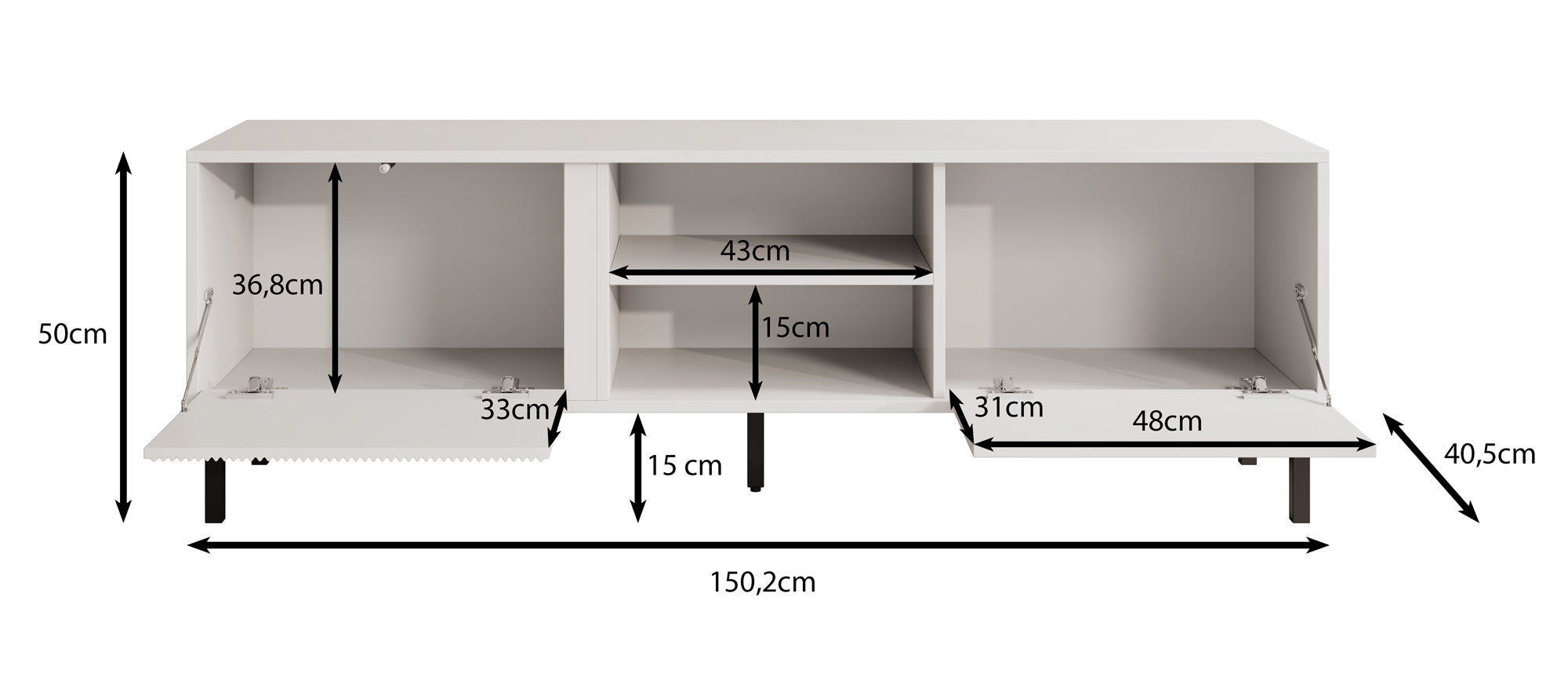 Margareth - TV-Meubel - Wit  - 150 cm
