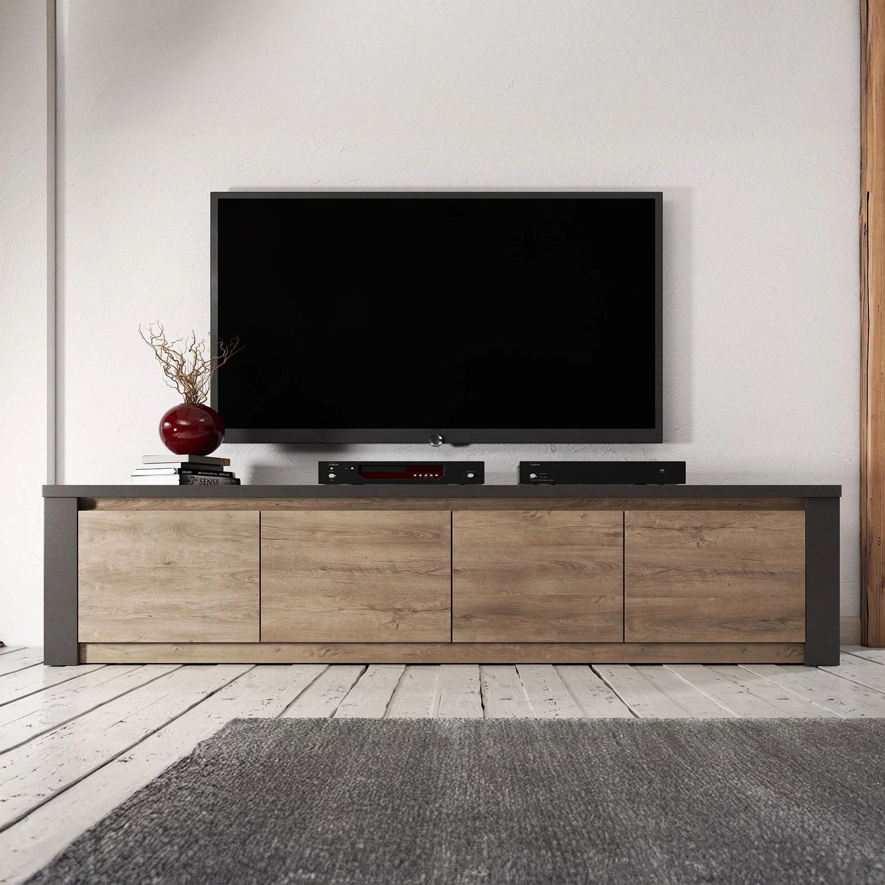 Monaco - TV-Meubel met 4 deuren - Eiken/grijs - 170 cm