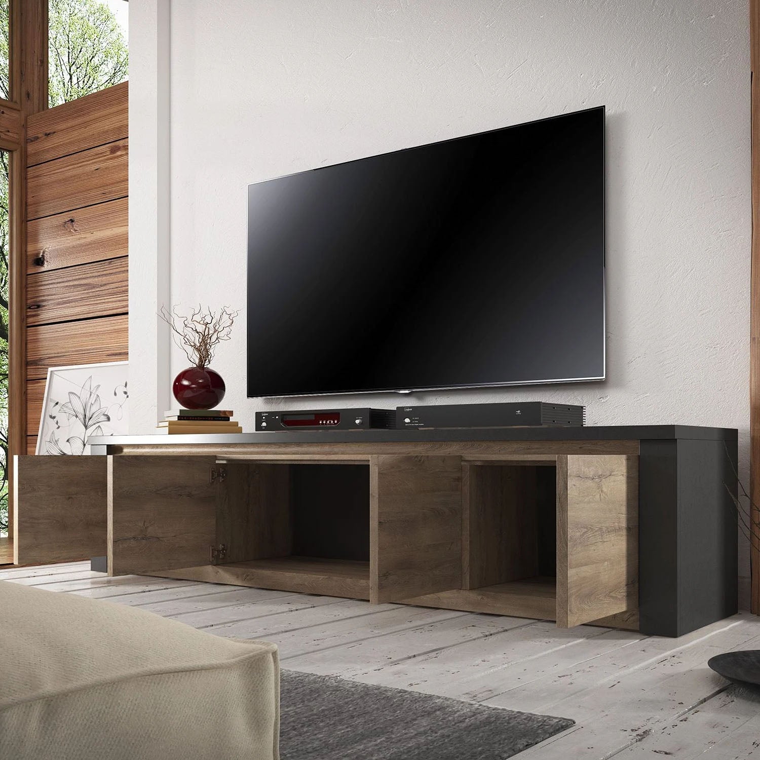 Monaco - TV-Meubel met 4 deuren - Eiken/grijs - 170 cm