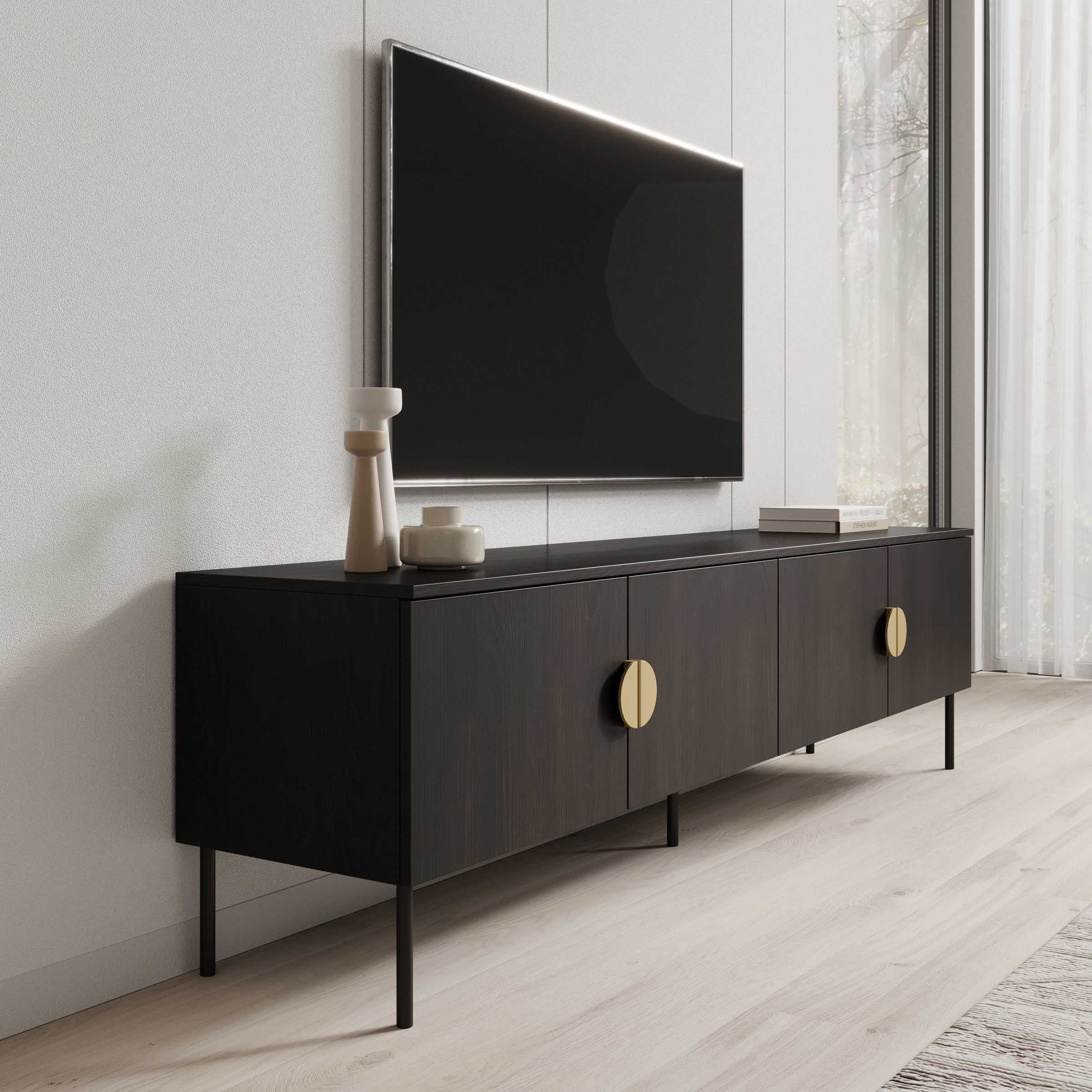 Monor - TV-Meubel - Zwart eiken