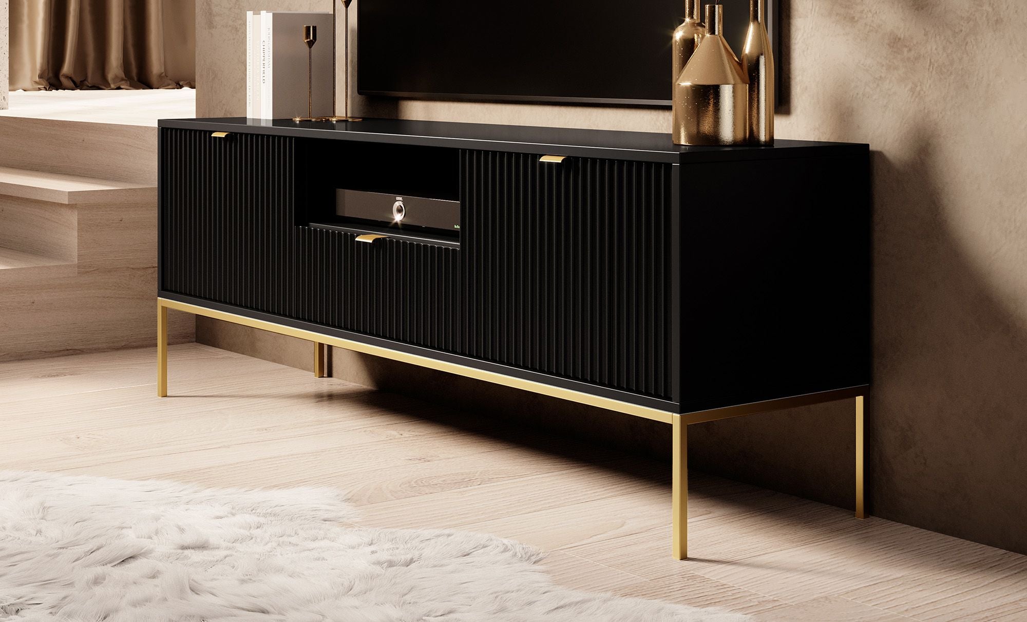 Navil 2 - TV-Meubel - Zwart  - 154 cm