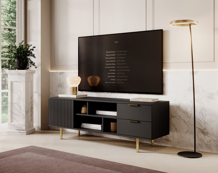Nicola - TV-Meubel - Mat zwart  - 150 cm