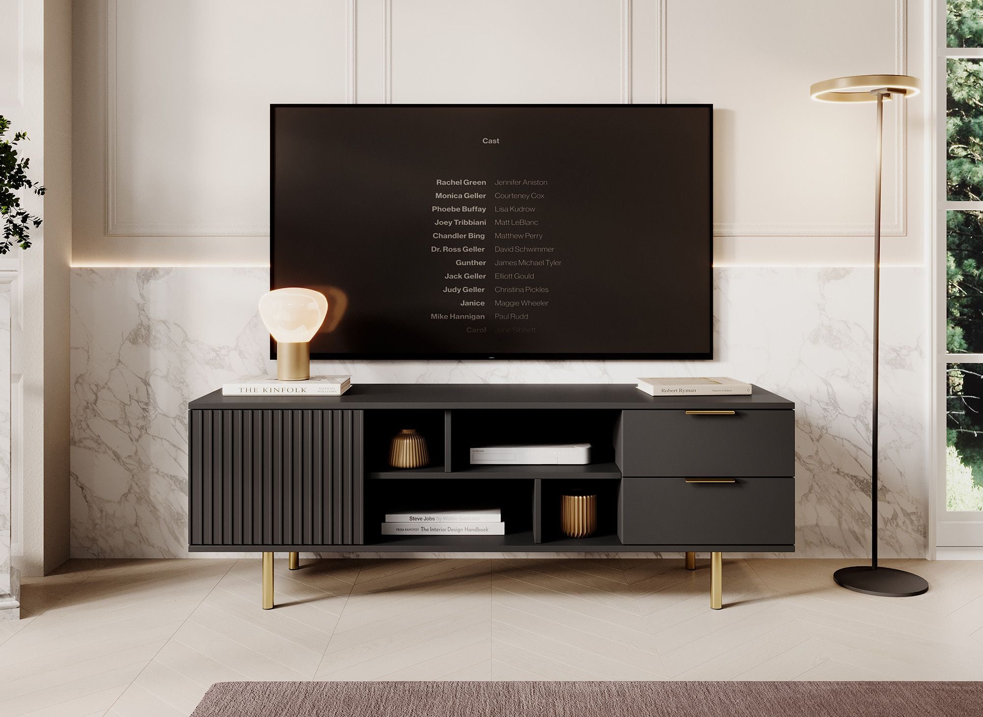 Nicola - TV-Meubel - Mat zwart  - 150 cm