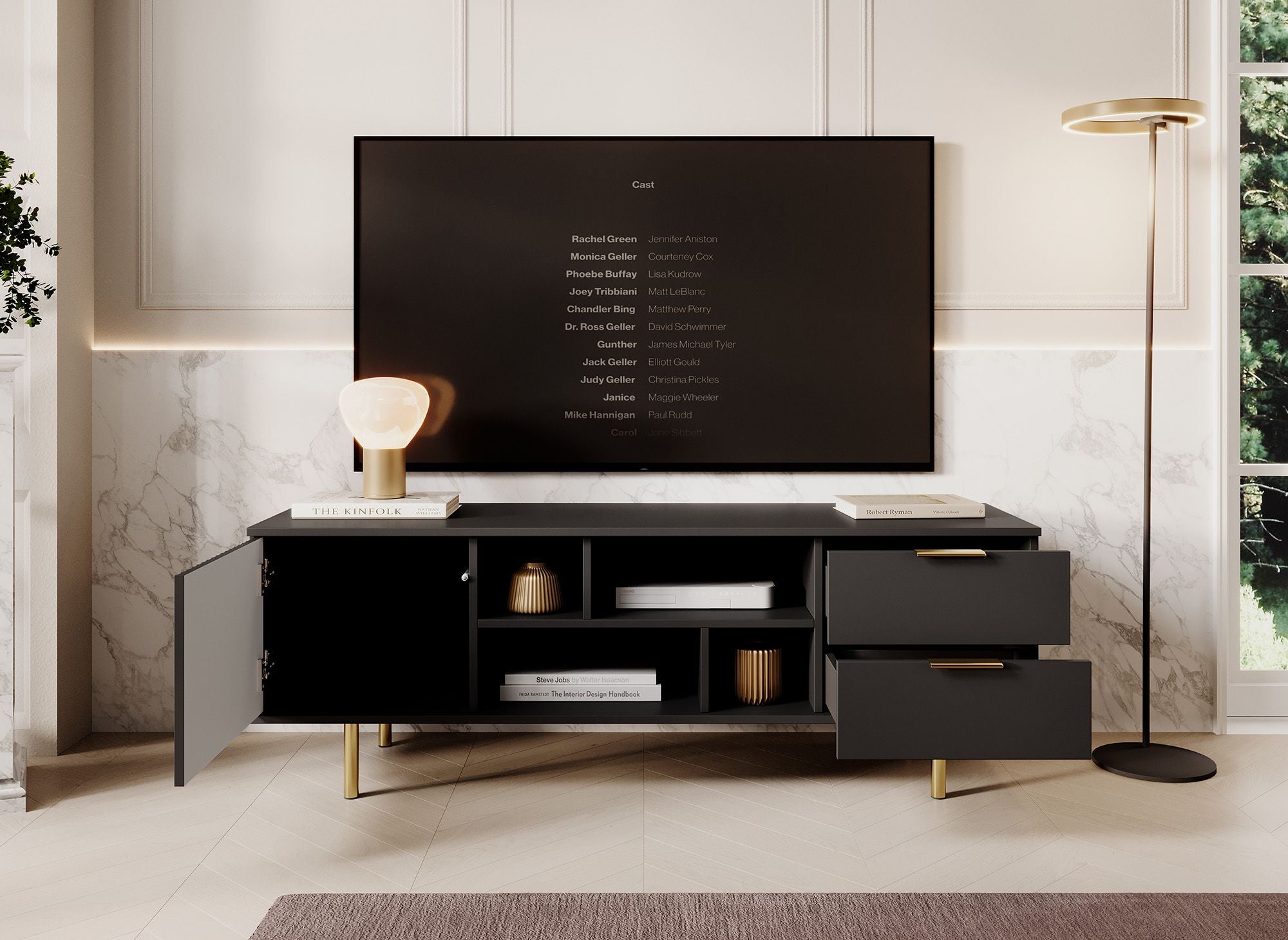 Nicola - TV-Meubel - Mat zwart  - 150 cm