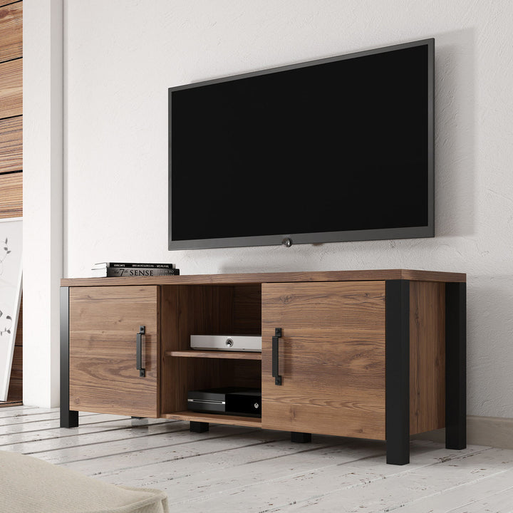 Olivia - TV-Meubel met 2 deuren - Eiken/zwart - 147 cm