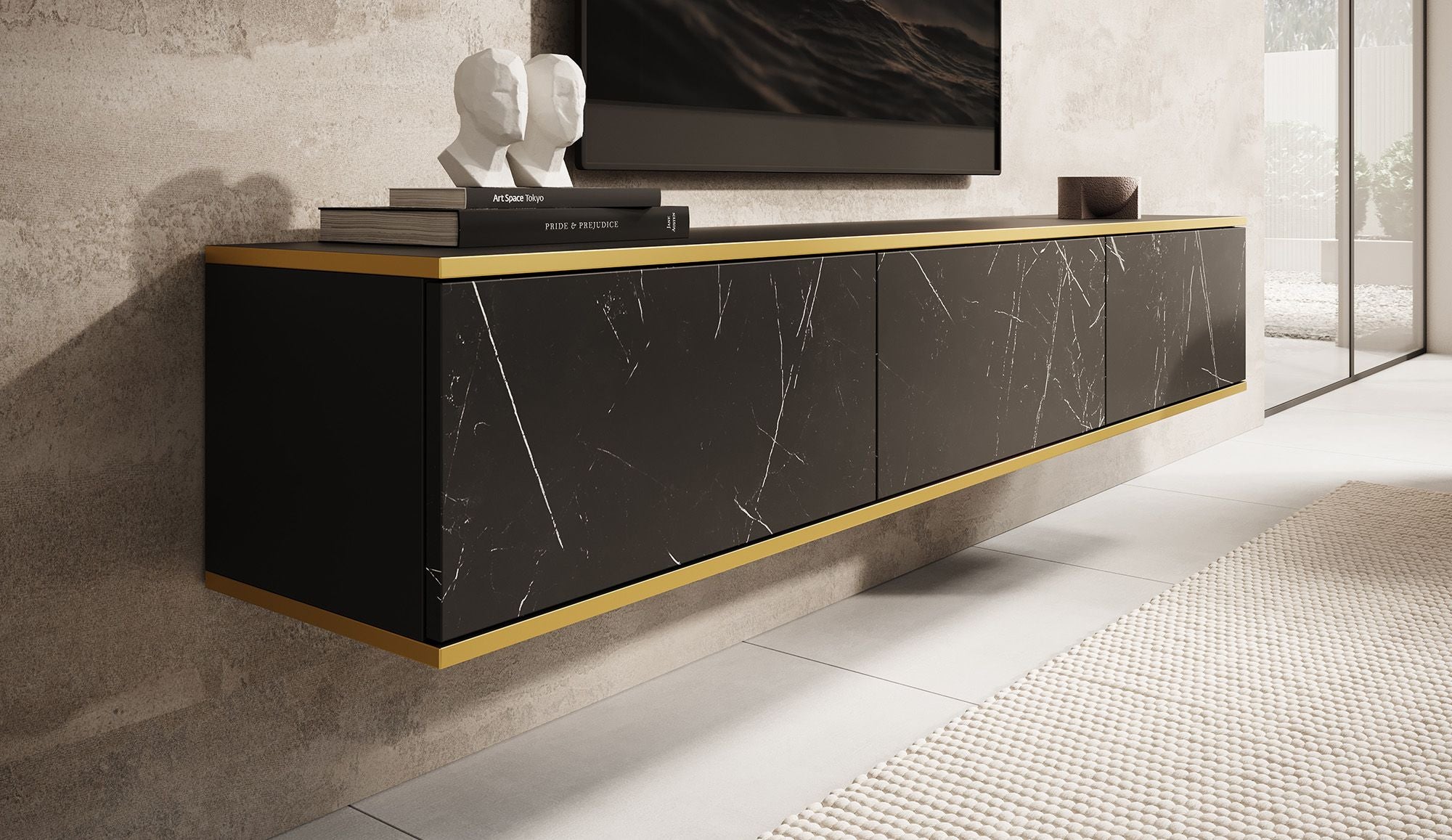 Orleans - TV-Meubel - Zwart marmerlook - 175 cm
