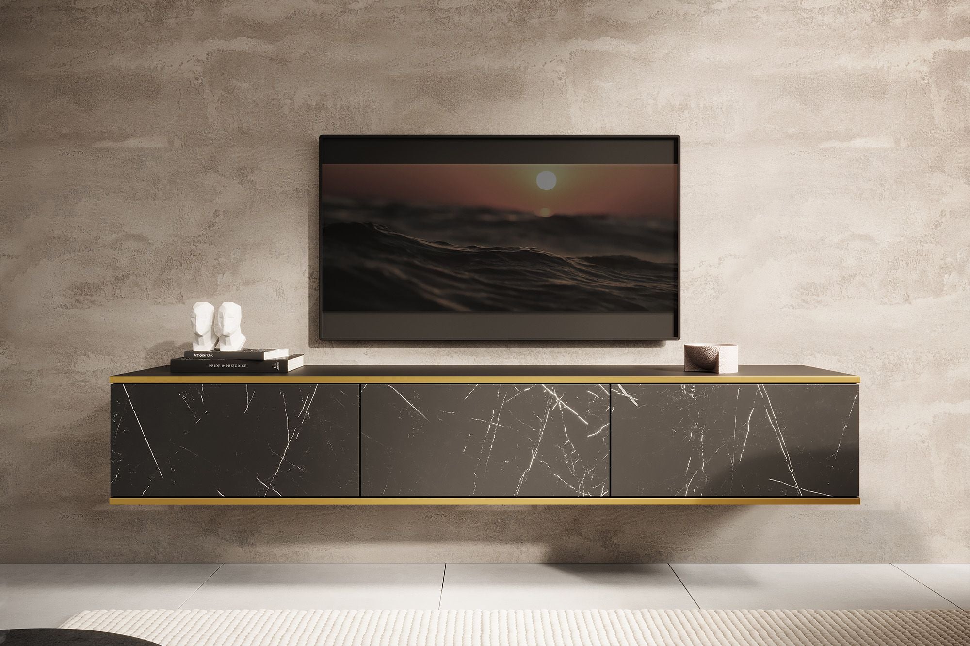 Orleans - TV-Meubel - Zwart marmerlook - 175 cm