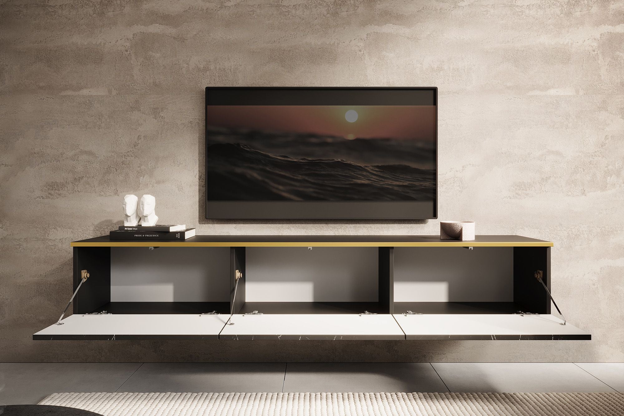 Orleans - TV-Meubel - Zwart marmerlook - 175 cm