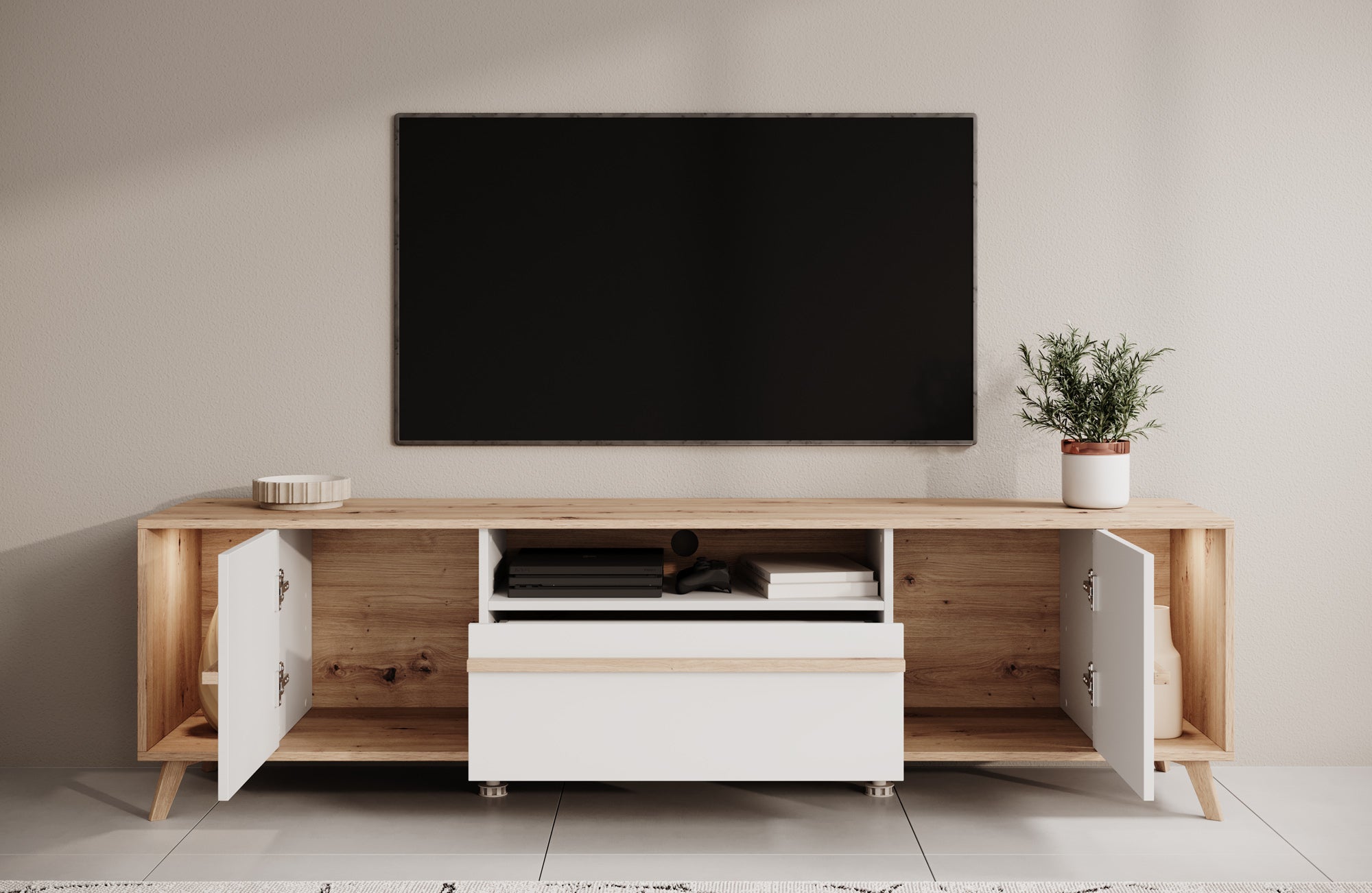 Oswald - TV-Meubel - Wit - 189 cm