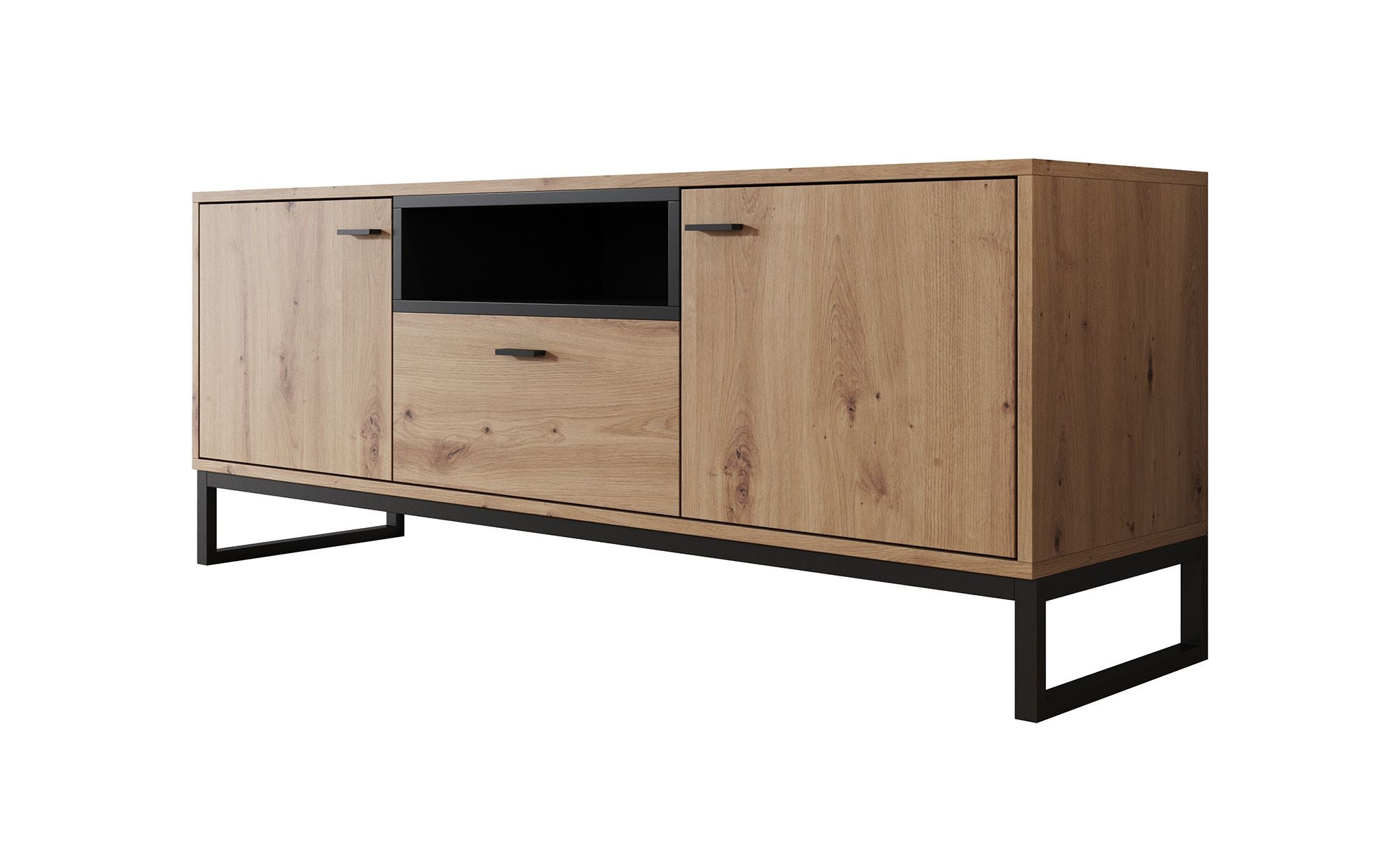 Ozzy - TV-Meubel met 2 deuren - Eiken/zwart - 135 cm