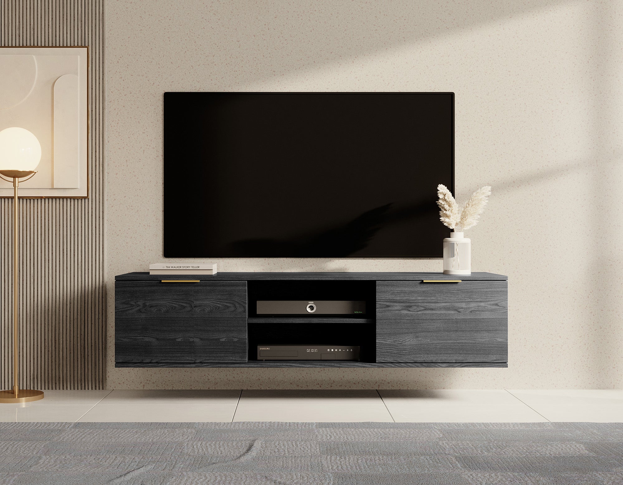 Ponchi 2 - TV-Meubel - Zwart eiken - 150 cm