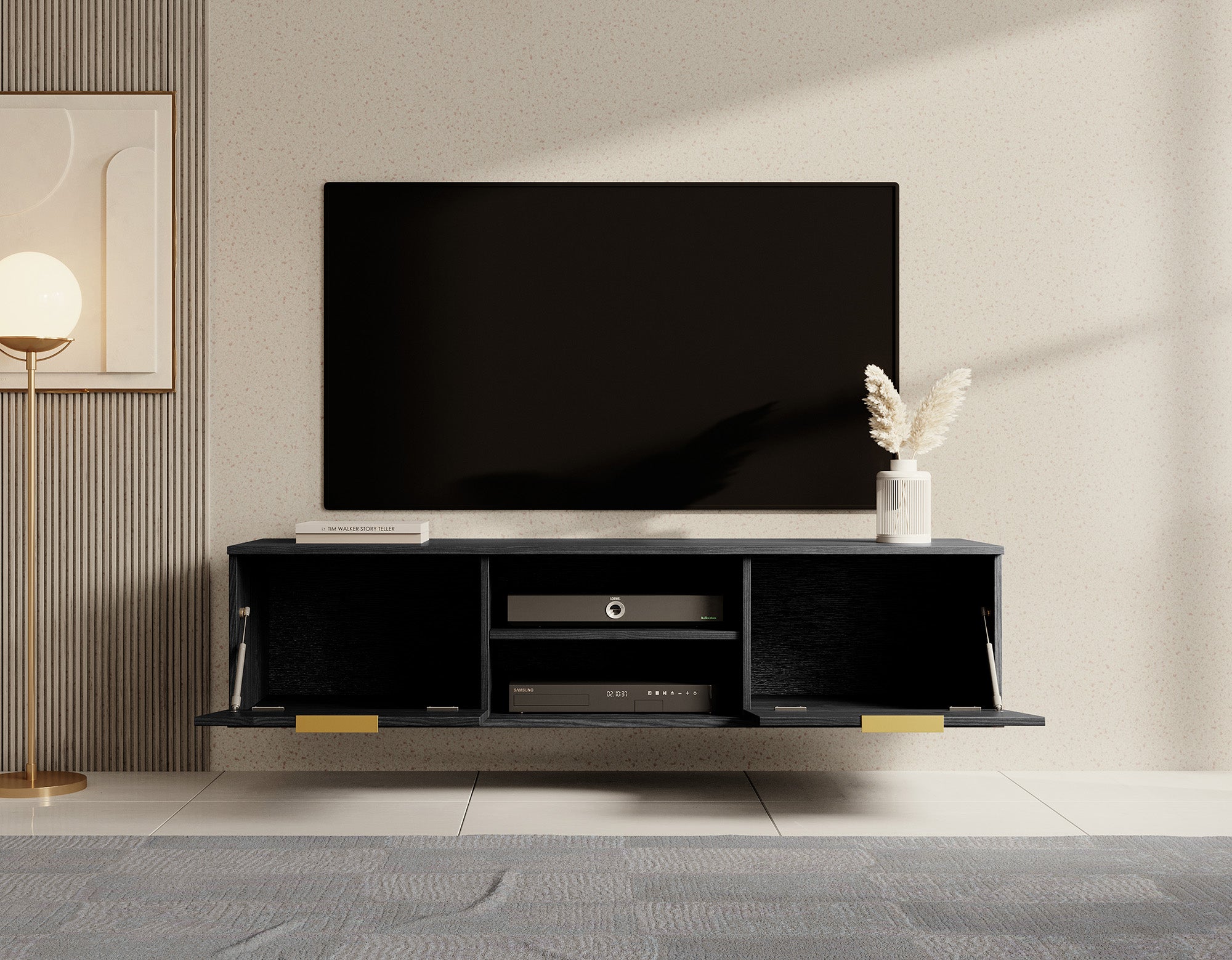Ponchi 2 - TV-Meubel - Zwart eiken - 150 cm