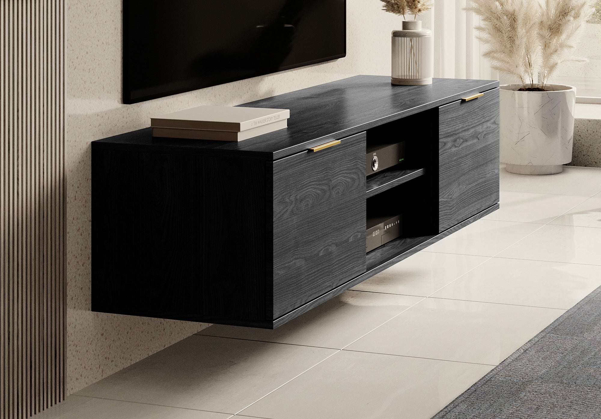 Ponchi 2 - TV-Meubel - Zwart eiken - 150 cm