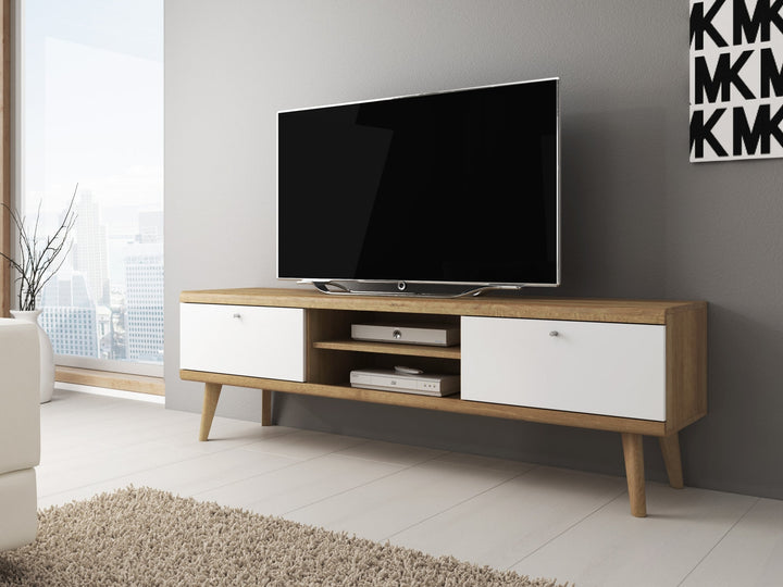 Primavera - TV-Meubel - Wit/licht eiken - 160 cm