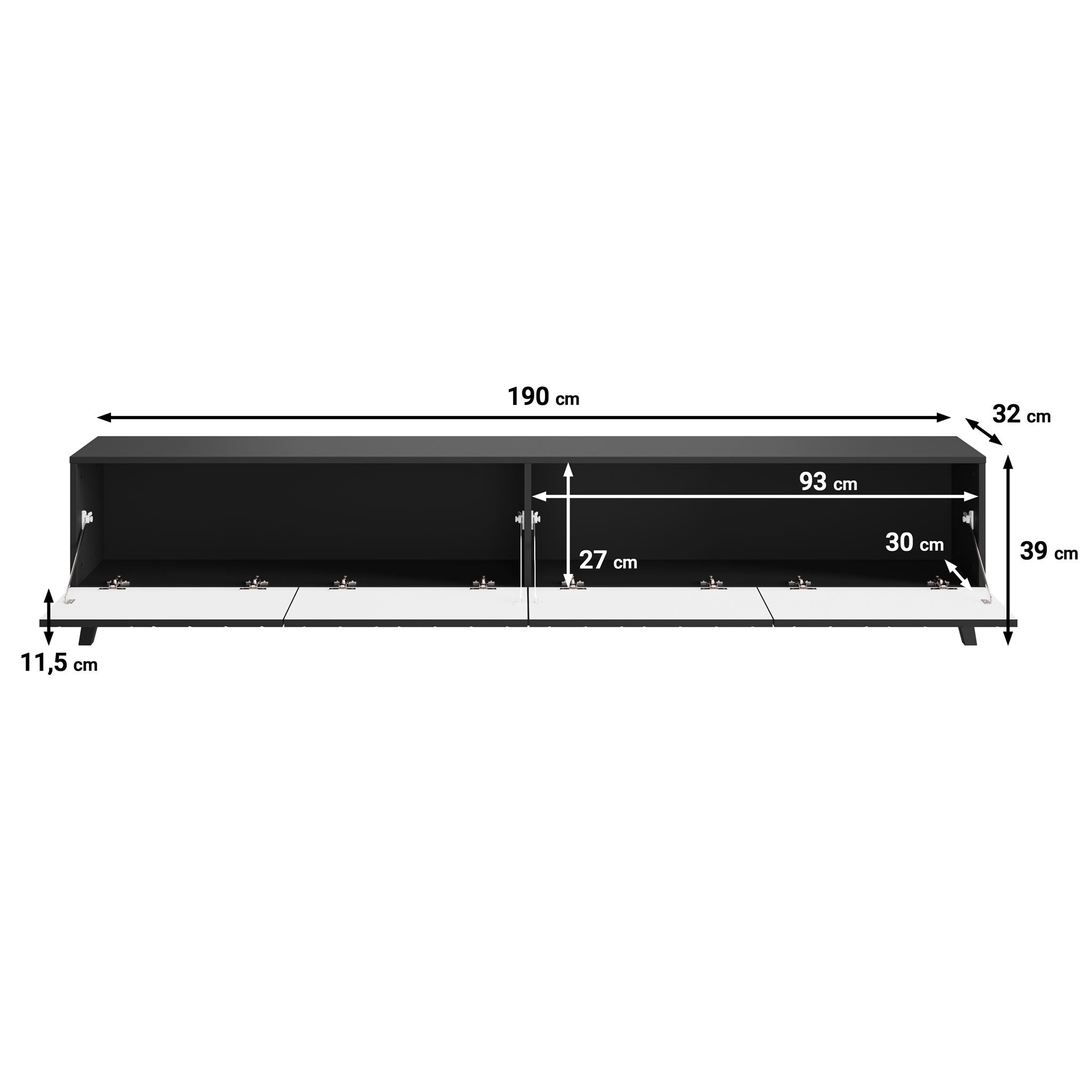 Pulse - TV-Meubel - Zwart - 190 cm