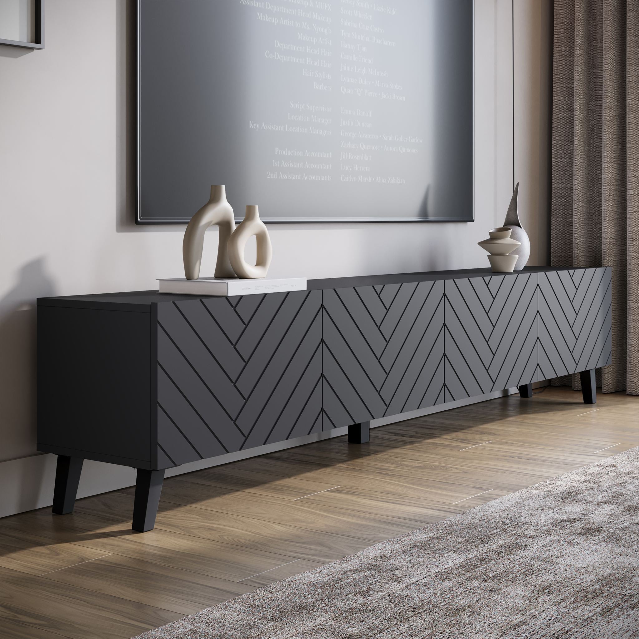 Pulse - TV-Meubel - Zwart - 190 cm