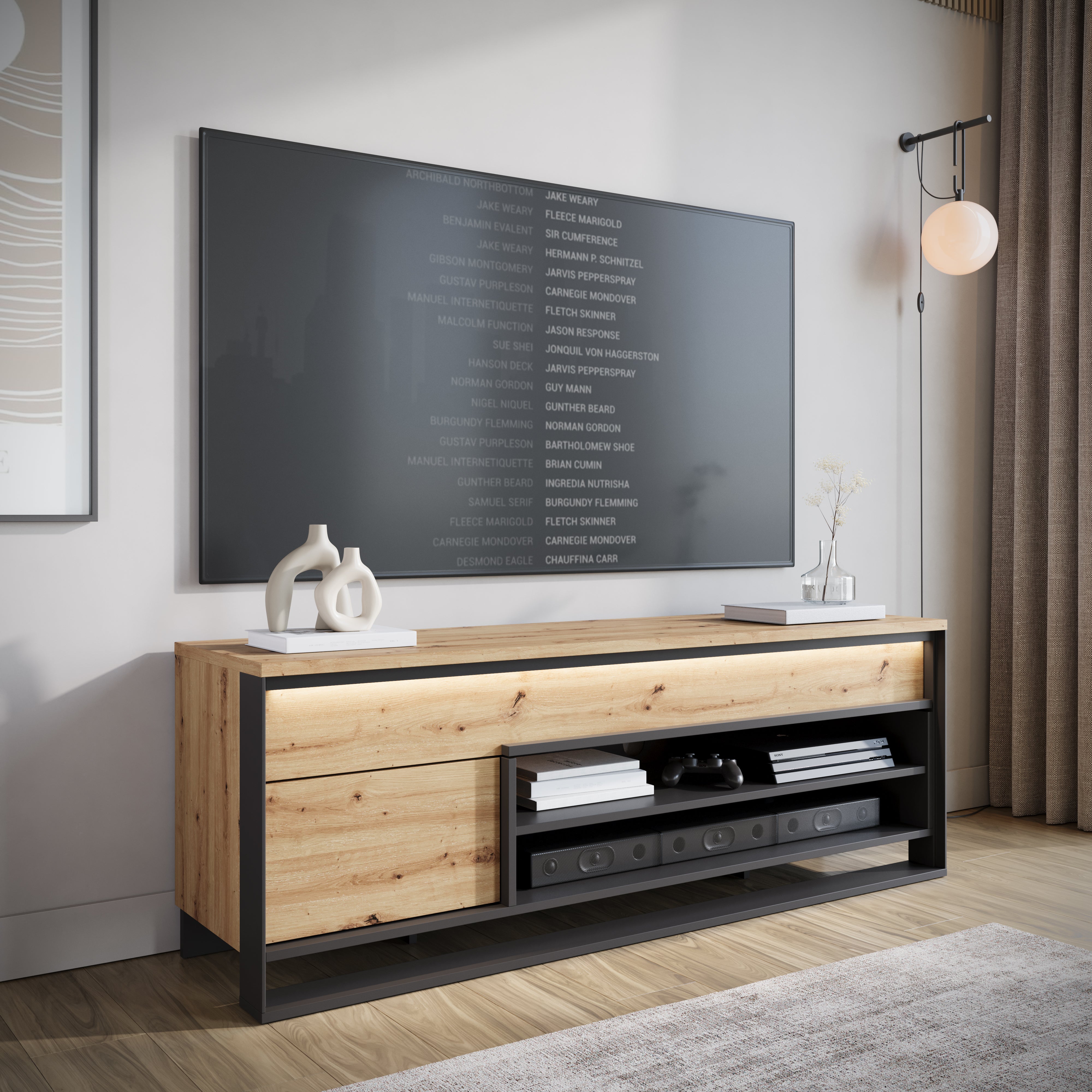 Quincy - TV-Meubel - Eiken  - 155x41x55 cm