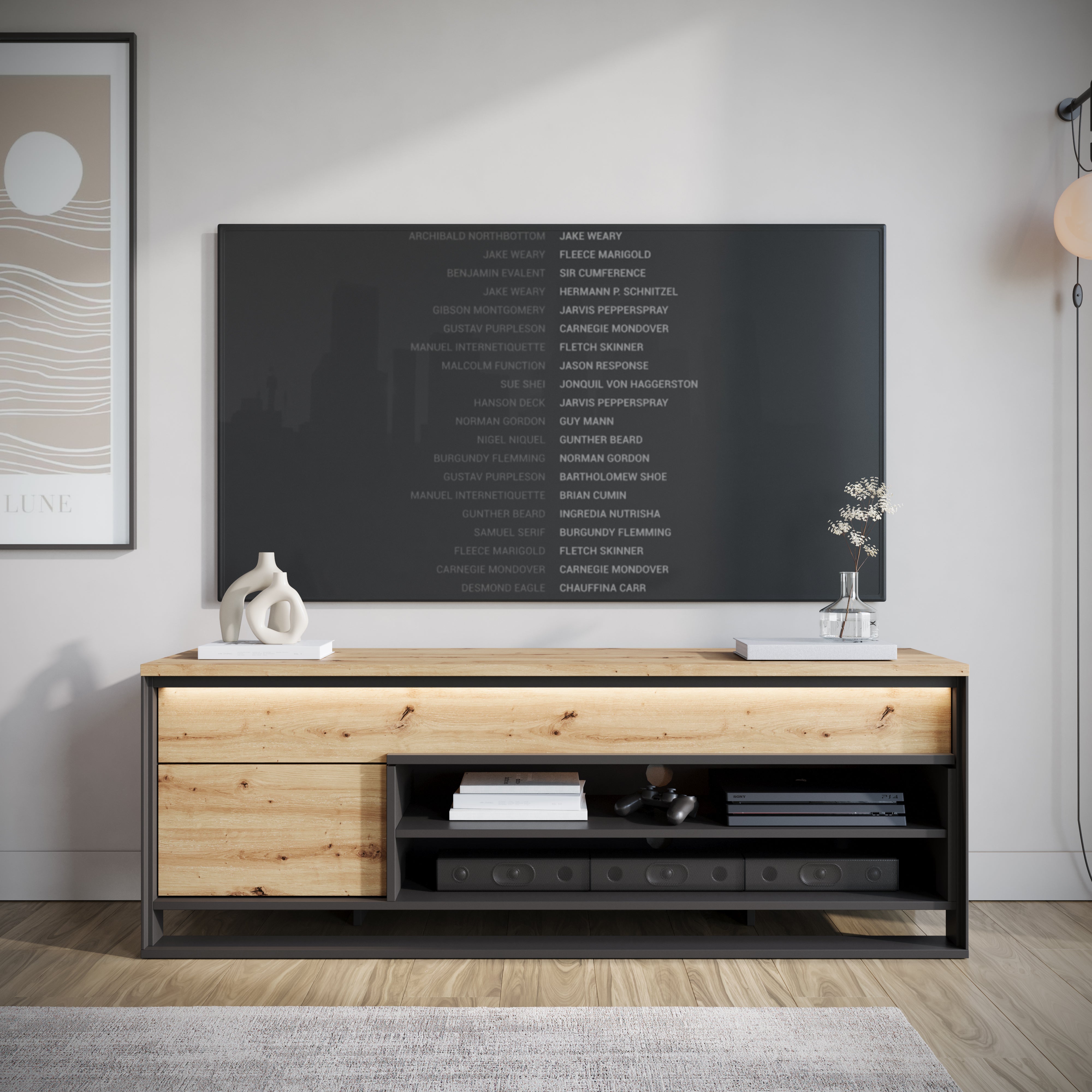 Quincy - TV-Meubel - Eiken  - 155x41x55 cm