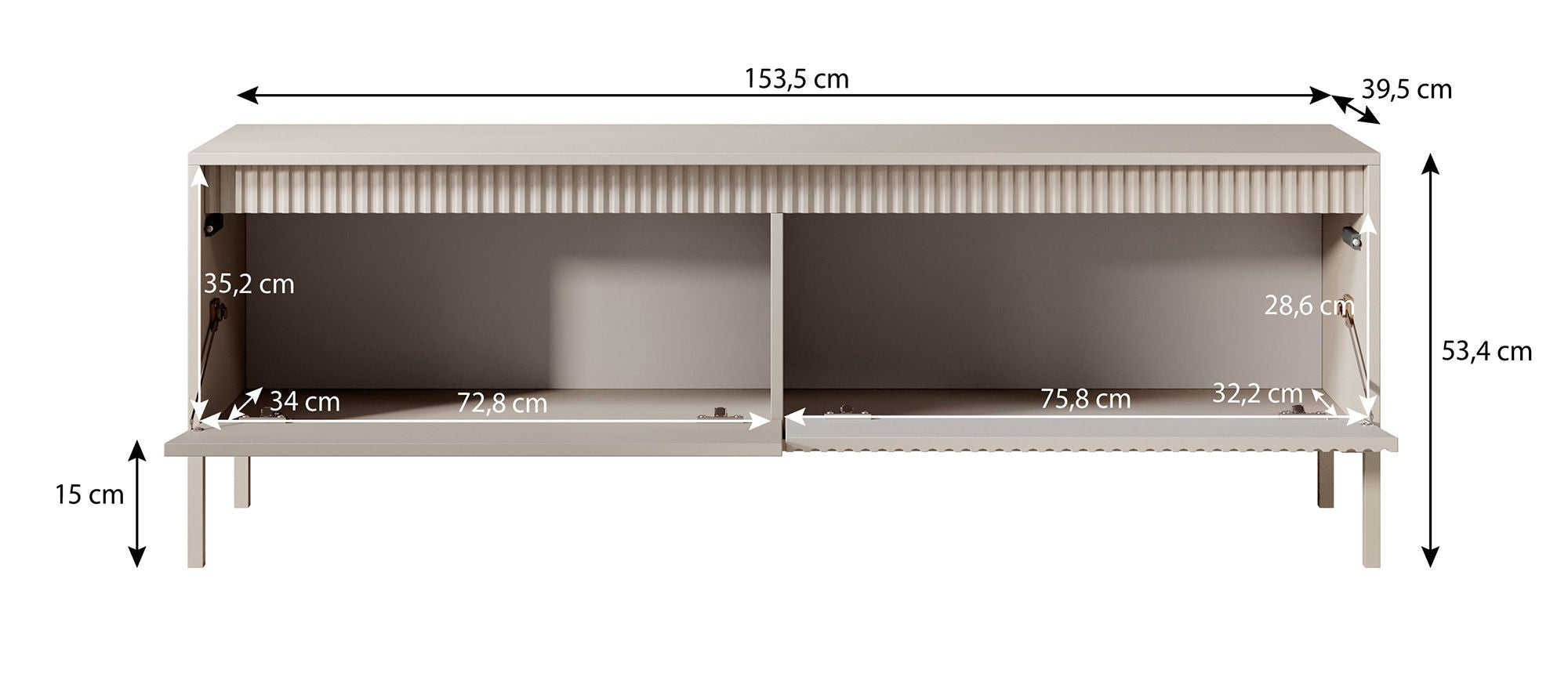 Saran - TV-Meubel - Mat zwart  - 154 cm