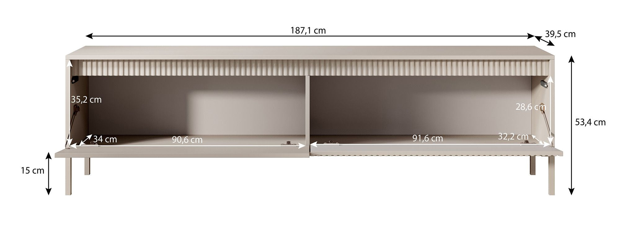 Saran - TV-Meubel - Mat zwart  - 187 cm